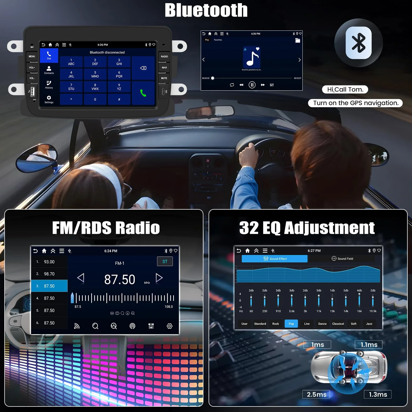 4 + 64 G Android 15 CAMECHO 7 cali radio samochodowe do Renault Dacia Logon Duster Sandero Lodgy Spring z bezprzewodowym Carplay Android Auto, nawigacja GPS Radio ekran dotykowy HD z Bluetooth WiFi