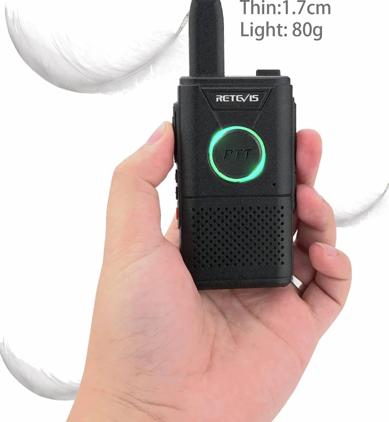 Retevis RT618 Walkie Talkie Dual Ptt, Ultracienkie Radio 2-DrożNe Bez Licencji Pmr446, Walkies Z 5-Portową łAdowarką Usb, PrzenośNy Walky Talky Dla KelneróW W Restauracjach, Hotelach (Czarny, 5 Sztuk)