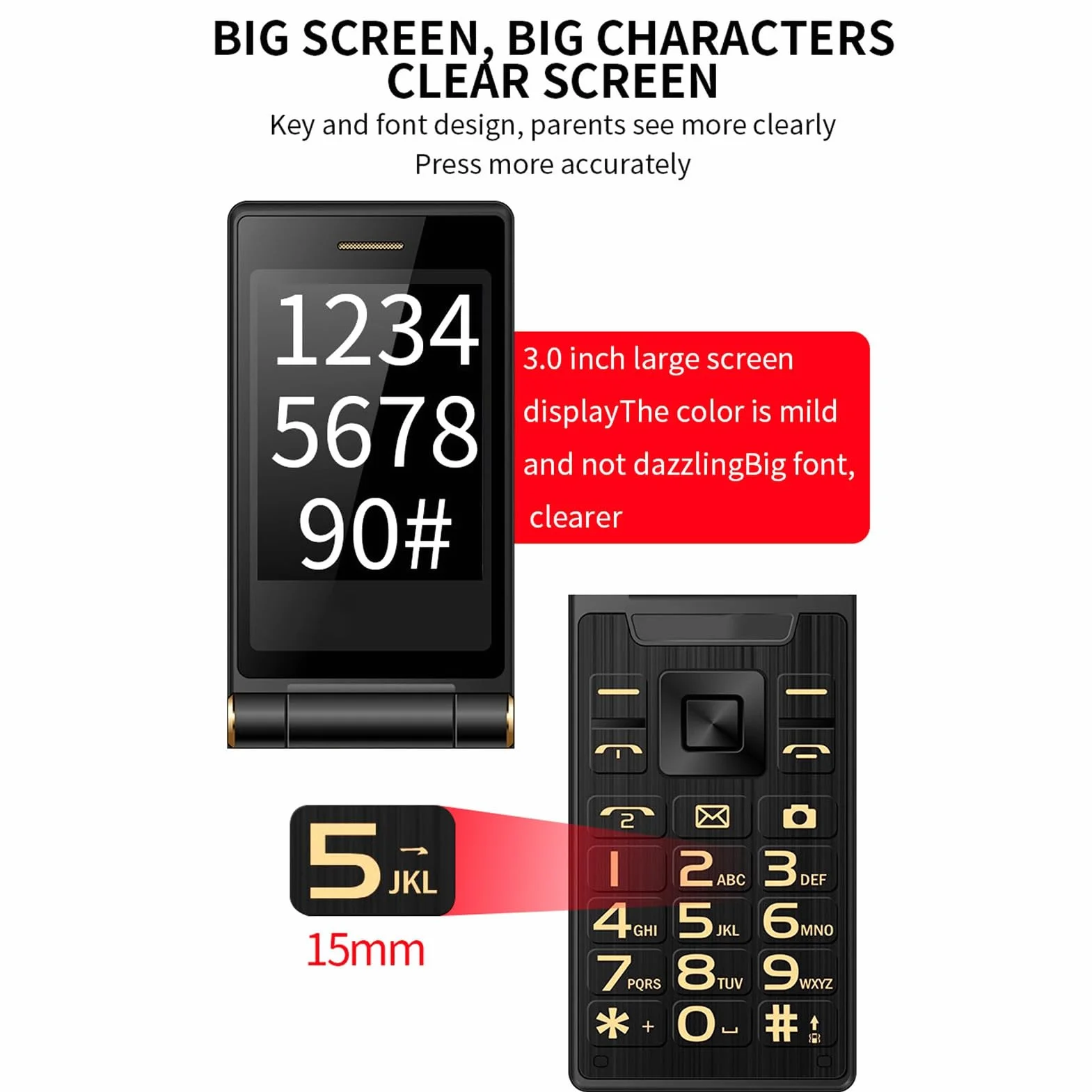 Telefon Z Klapką Dla Osób Starszych O Przekątnej 2,8 Cala, Podwójny Tryb Gotowości Dual SIM, Dwa Ekrany Wewnętrzne I Zewnętrzne, Latarka LED Aparat 130 W, Wielofunkcyjny I Językowy, Telefon Komórkowy