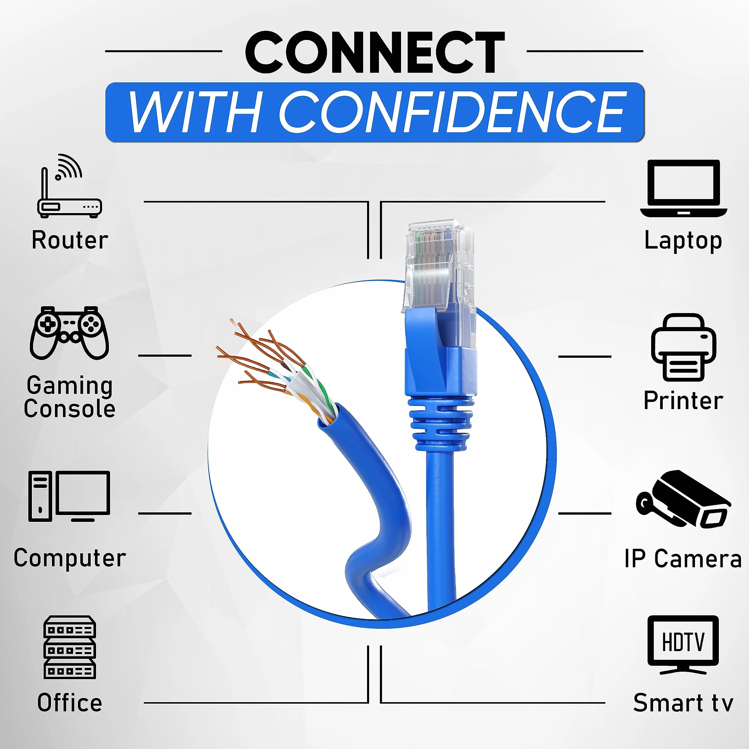 Mr. Tronic 50 m Ethernet kabel sieciowy | kabel instalacyjny | CAT6, AWG24, CCA, UTP, RJ45 (50 metrów, niebieski)