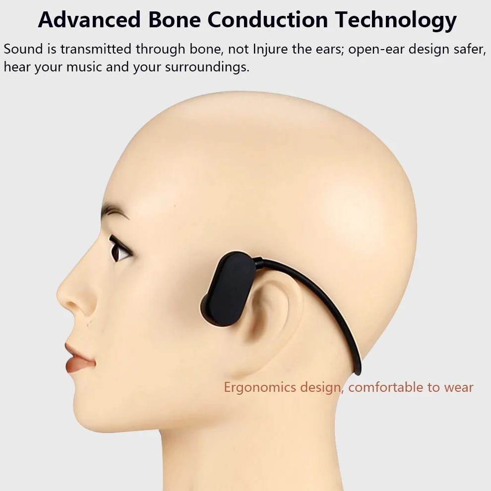 IPX8 wodoodporne słuchawki Bluetooth 5.0, do pływania, z pamięcią 32G, przewodnictwo kostne, bezprzewodowy zestaw słuchawkowy MP3, odtwarzacz muzyczny, słuchawki sportowe, wbudowany mikrofon, 32 GB