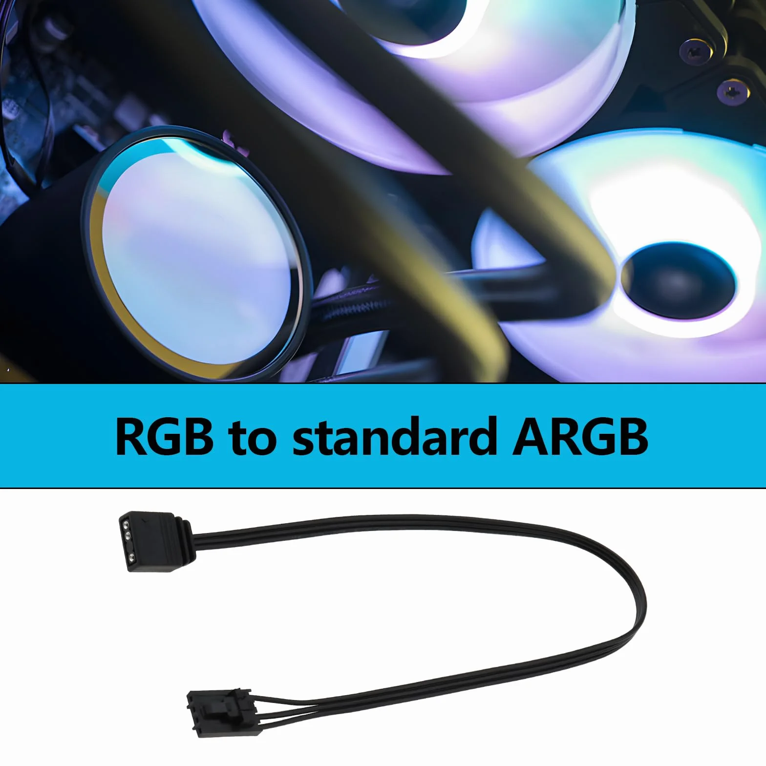 2 x 25 cm 4-biegunowy RGB na standardowy 5 V 3-biegunowy ARGB adapter-złącze, kompatybilny z adapterem kontrolera Pirate Ship QL LL120 ICUE Shenguang Sync