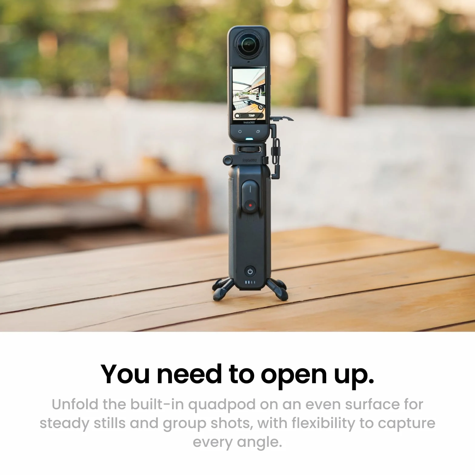 Insta360 FOMO-Power-uchwyt z akumulatorem 6.100 mAh, mini pilot zdalnego sterowania, składany statyw czteronożny, obsługa wstępnego nagrywania dla X5, X4, X3, X4 Air, vlogowanie w podróży, przygody na