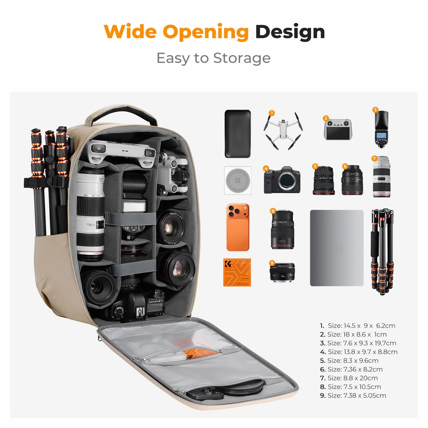 K&F CONCEPT Plecak na aparat, twarda torba na aparat fotograficzny DSLR z przegrodą na laptopa 15-15,6 cala, wodoodporna obudowa na aparat, kompatybilna z dronem Canon/Nikon/Sony/DJI Mavic