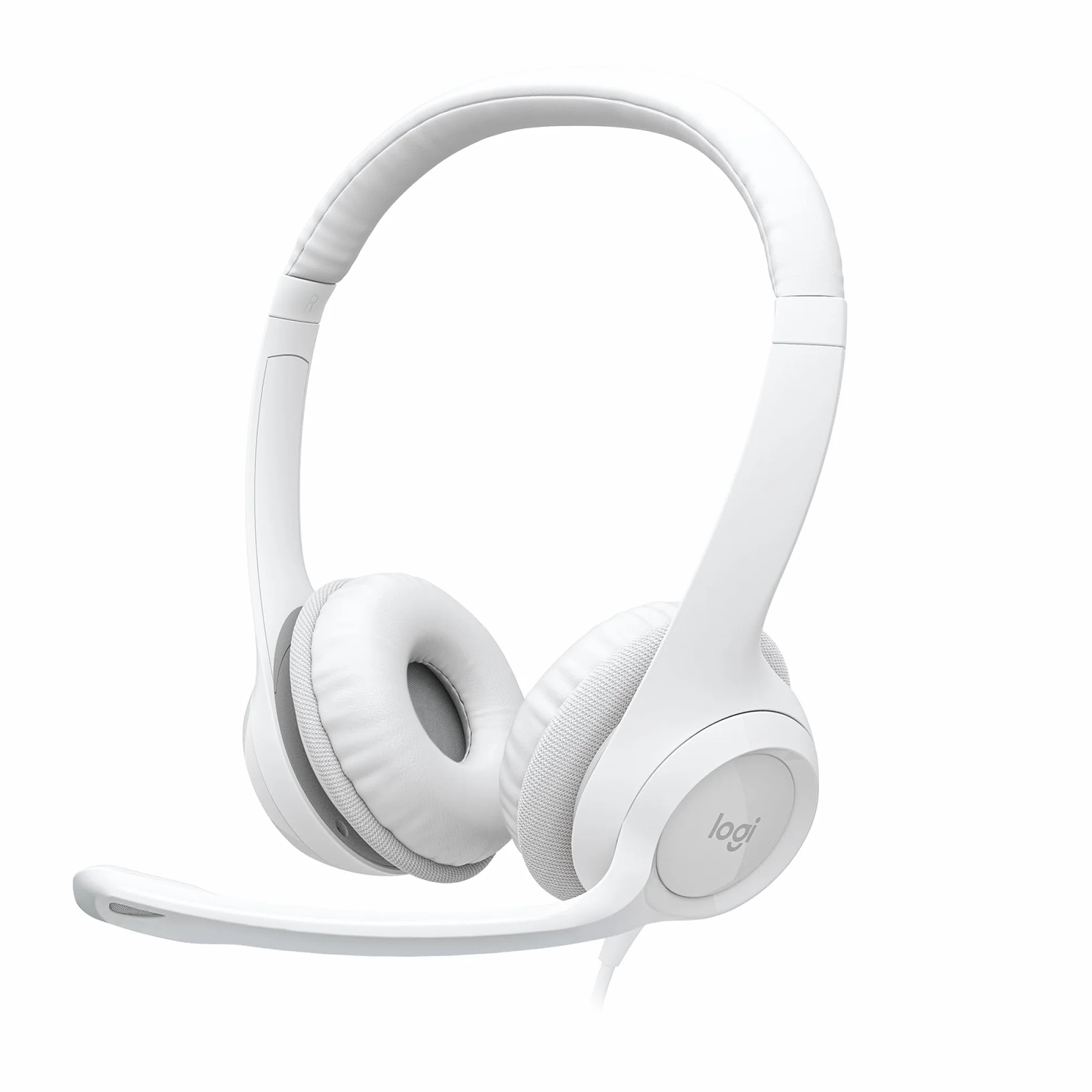 Logitech H390 Przewodowy Zestaw Słuchawkowy do PC/Laptopa, Słuchawki Stereo z Mikrofonem z Redukcją Szumów, USB-A, Pilotem na Kablu, działa na Chromebooku - Biały