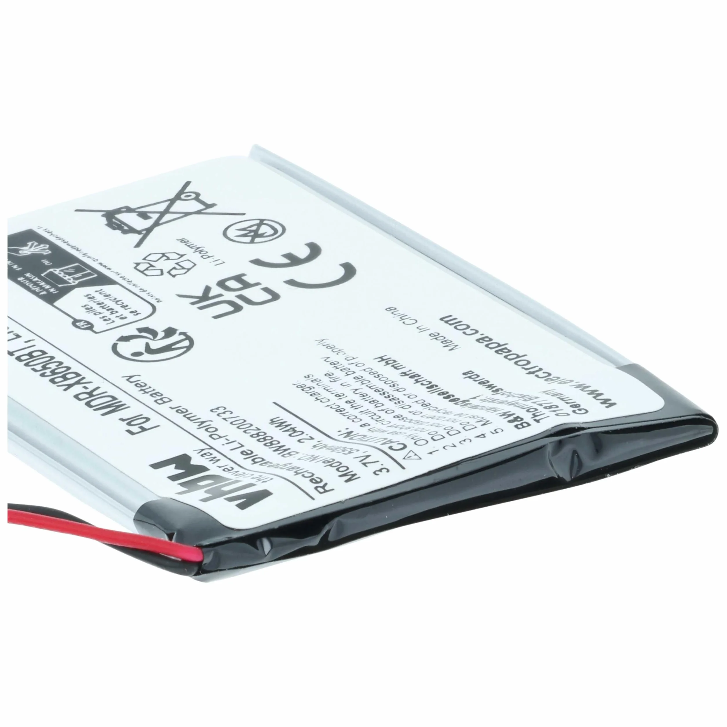 vhbw Bateria zamienna kompatybilna z bezprzewodowymi słuchawkami Sony NWZ-E463, NWZ-E464, NWZ-S764 (550 mAh, 3,7 V, litowo-polimerowy)