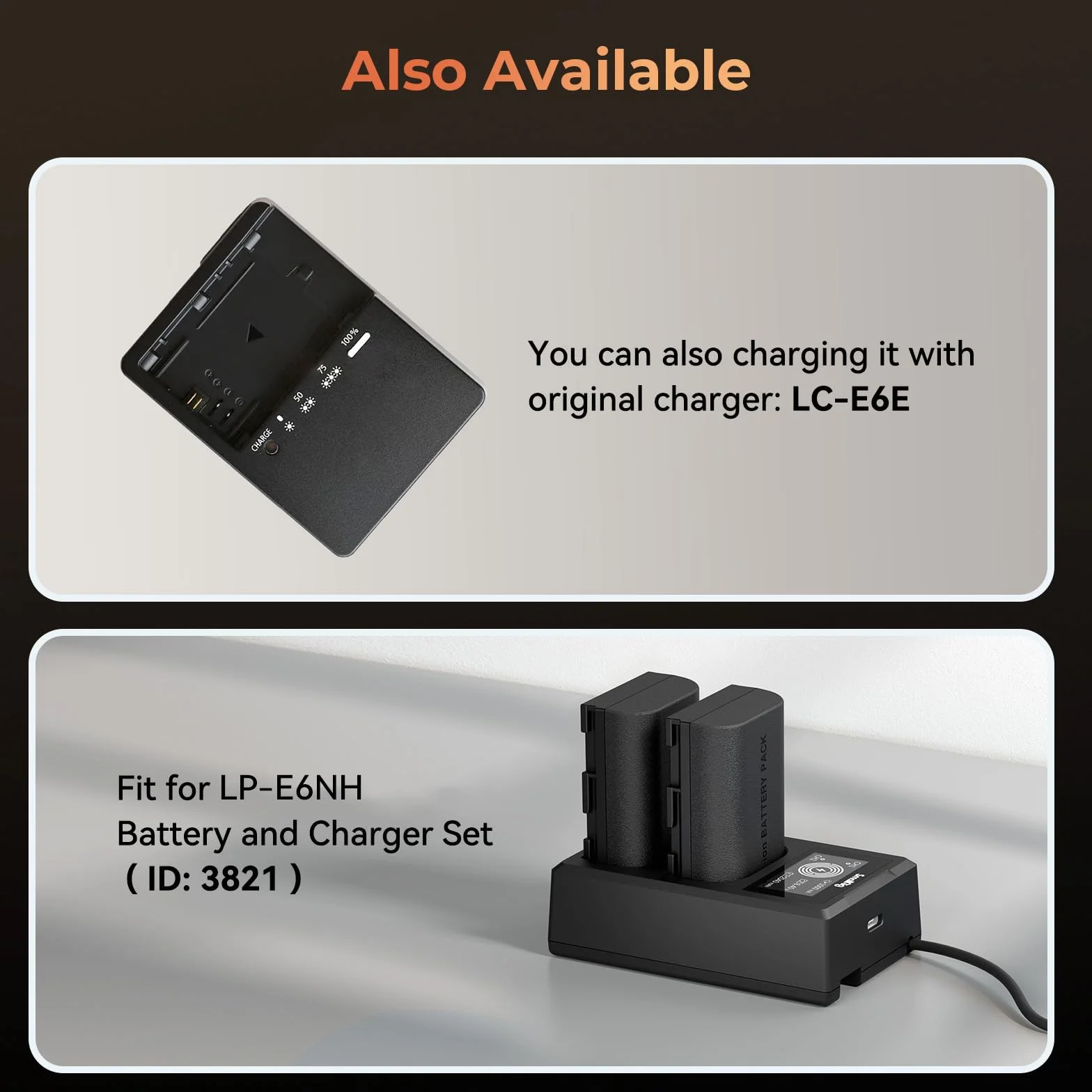 Akumulator SMALLRIG LP-E6NH 2400mAh Akumulator USB-C do aparatów Canon R5, R6, R7, 2,5H W pełni naładowany akumulator do aparatów Canon R6 Mark II, R, R5 C, 5D II/III/IV, pomarańczowy - 4968
