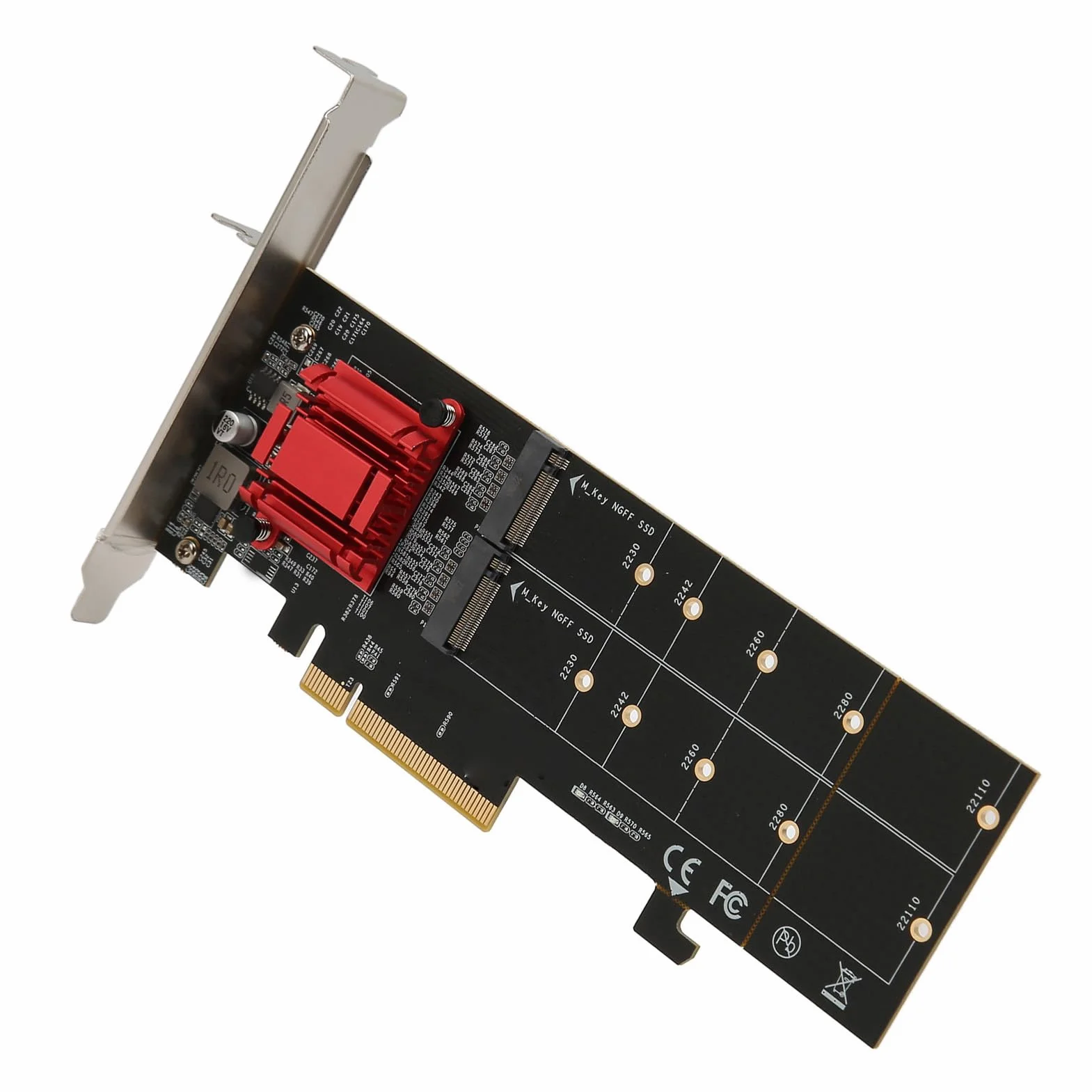 POENVFPO Podwójna Karta Adaptera M.2 PCIe NVMe z funkcją Bifurkacji do Szybkiego Przesyłania Danych i Konfiguracji w Komputerach PC, prędkość 2 GB/s, Kolor Czarny