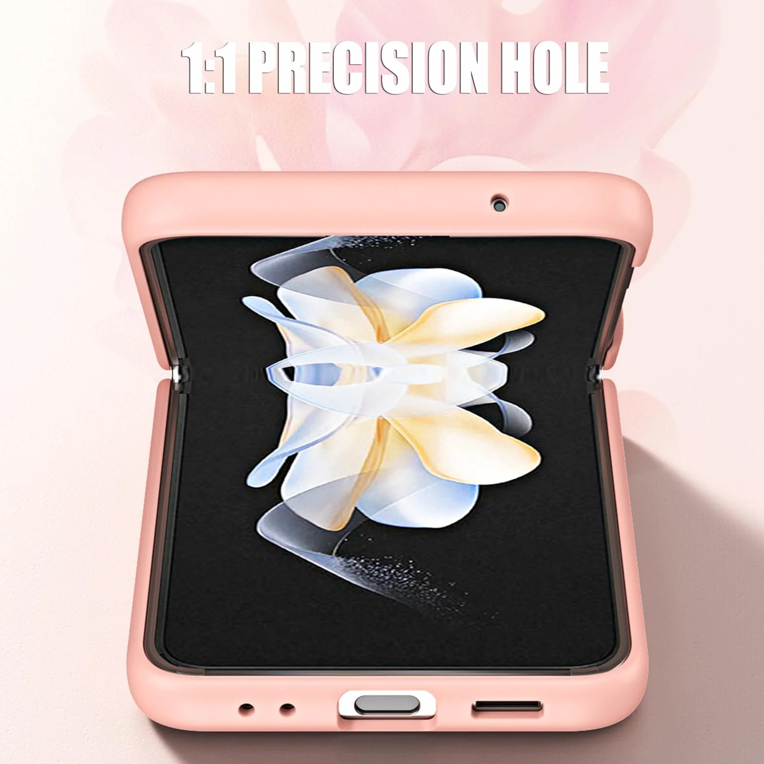 Cienki pokrowiec do Samsunga Galaxy Z Flip 6, skalowalna ochrona ekranu ze szkła hartowanego na zawiasach, all-inclusive, odporny na wstrząsy, modny futerał na telefon komórkowy, różowy