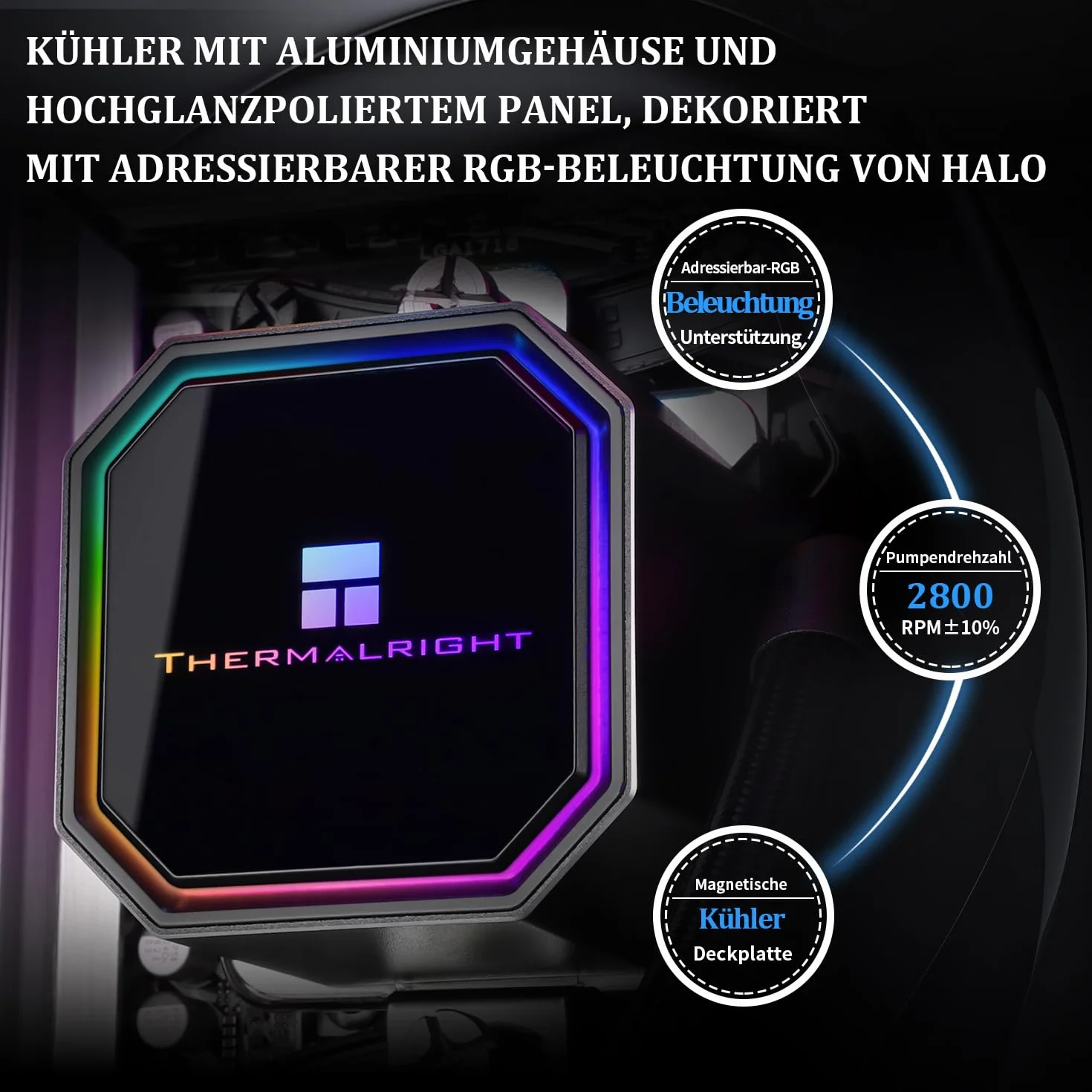 TR Frozen Prism 360 Black Chłodnica cieczy CPU z wentylatorem PWM 120 mm, wbudowany radiator chłodzący wodę do AMD/AM4/AM5, INTEL 1700/1150/1151/1200/2011