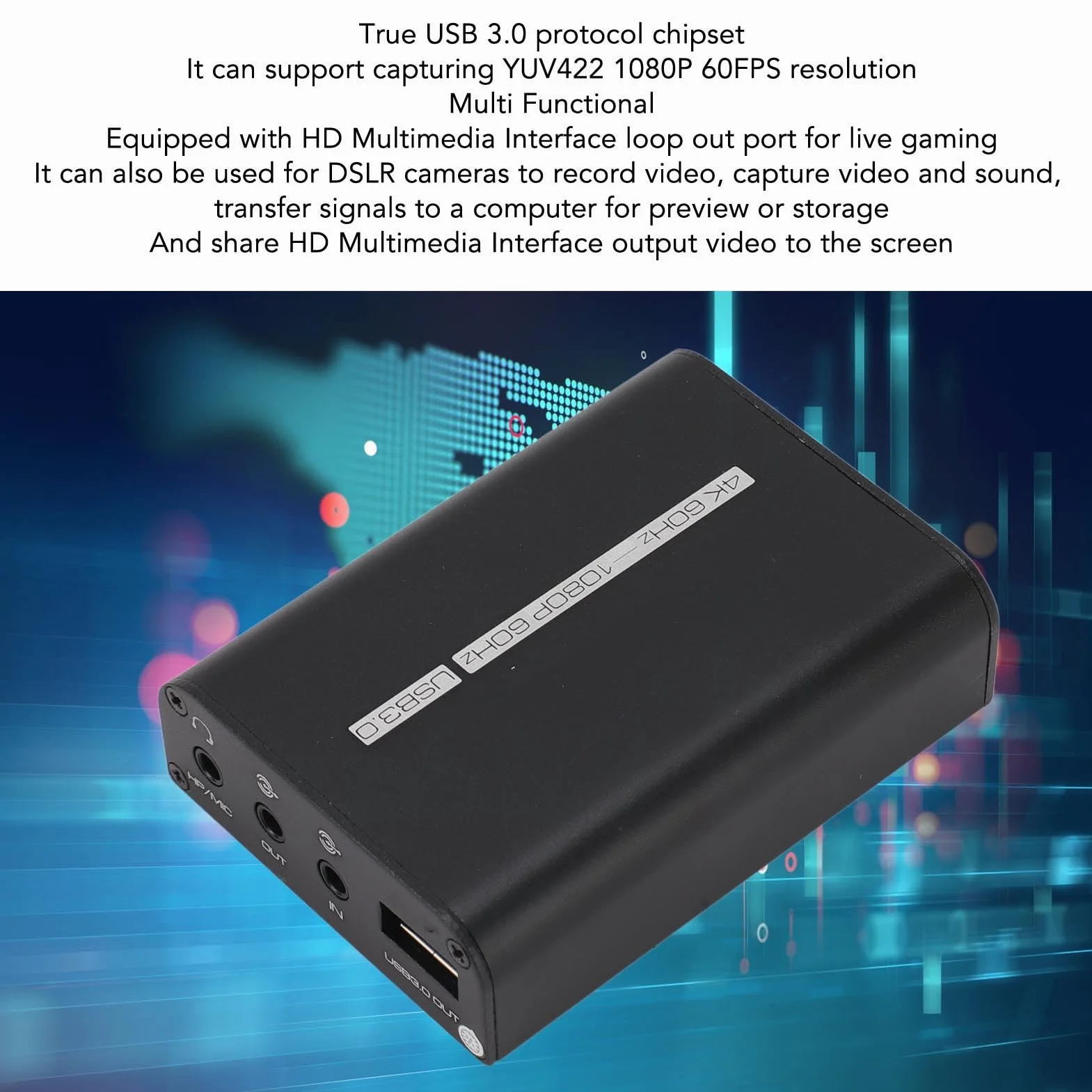 Karta Przechwytywania Wideo 4K z Szybkim Interfejsem USB 3.0 do Transmisji na żywo i Gier — Metalowa Konstrukcja