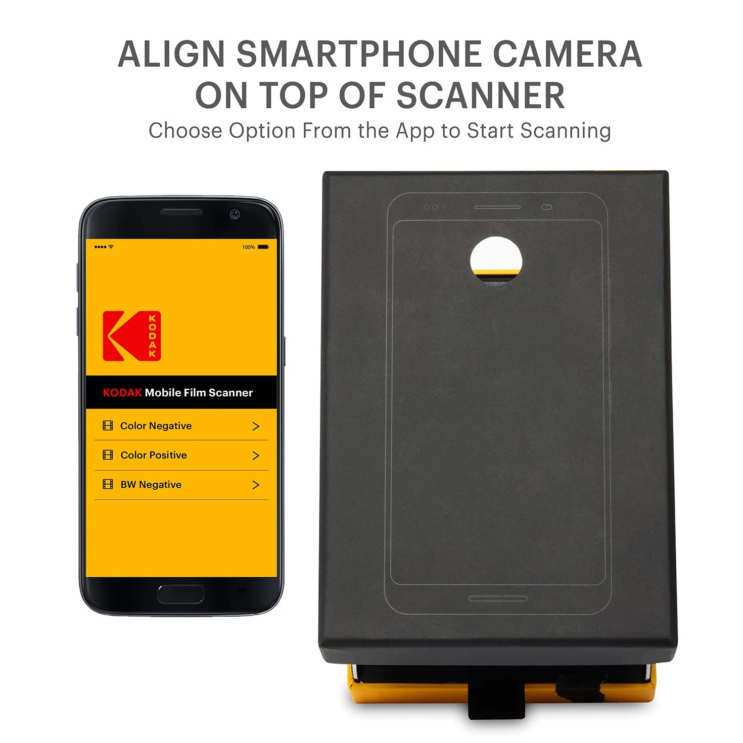 KODAK Mobilny skaner klisz — skanuj i zapisuj stare filmy i slajdy 35 mm za pomocą aparatu w smartfonie — przenośny, składany skaner z wbudowaną lampą LED
