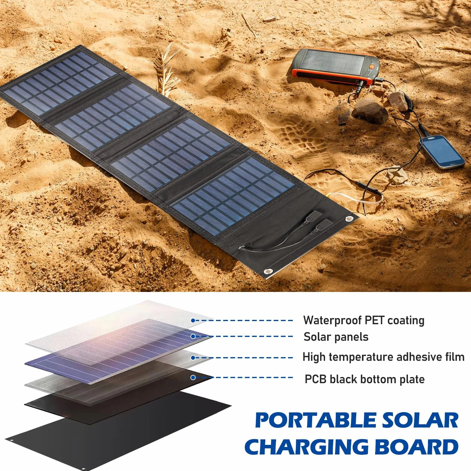 Składany panel słoneczny 10 W – przenośna ładowarka solarna 5 V, 2 USB, panel słoneczny, wodoszczelny, do aktywności na świeżym powietrzu, na kemping, do ładowania energią słoneczną, do telefonu