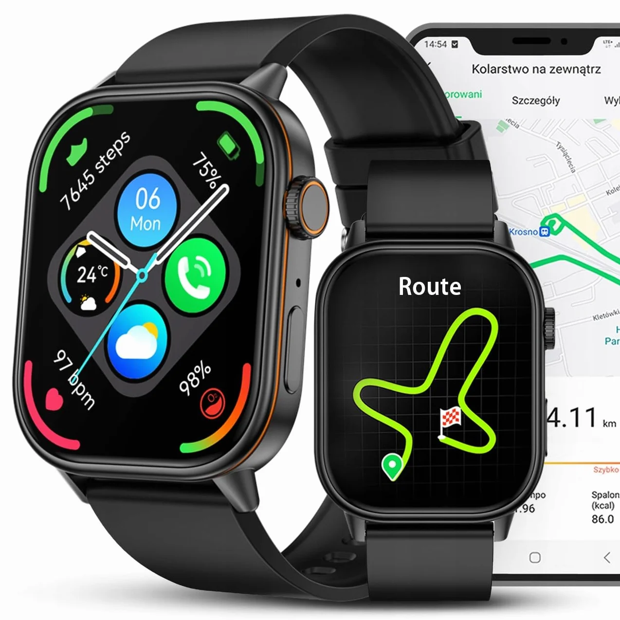 Smartwatch Damski - GPS Sport Wodoodporny Pływanie Bieganie Rozmowy Menu PL