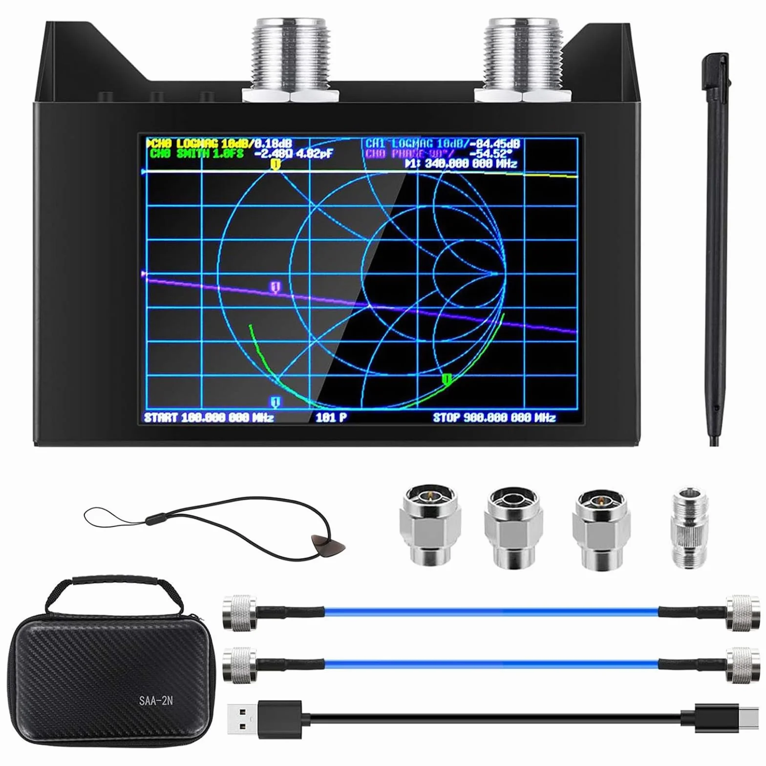 AURSINC NanoVNA Analizator sieci wektorowych 10 kHz-1,5 GHz V3.5 HF VHF UHF, analizator anteny, pomiary parametrów