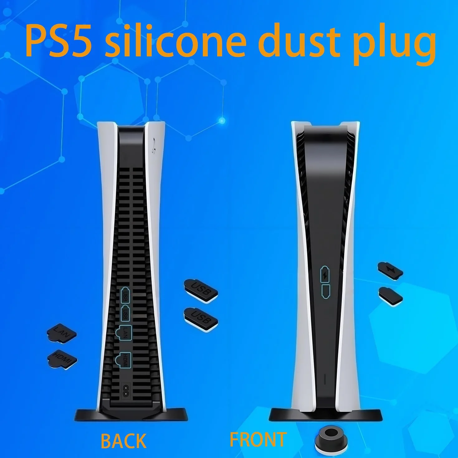 PS5 Filtr przeciwpyłowy wentylatora z 4 szt. nowa oddychająca wentylacja | nadaje się do wtyczki portu PS5 | silikonowa wtyczka przeciwpyłowa do PS5 pro, PS5 Slim, PS5