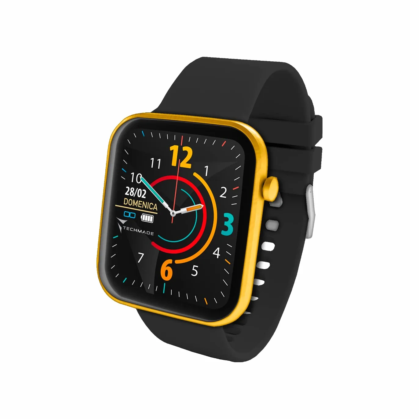 HAVA Smartwatch Techmade Czarny/Złoty Zegarek Fitness Mężczyźni Kobiety Pełny Dotykowy Krokomierz, Kalorie, Stoper, Monitora snu, Konfigurowalne tło, Kontrola muzyczna, Sport