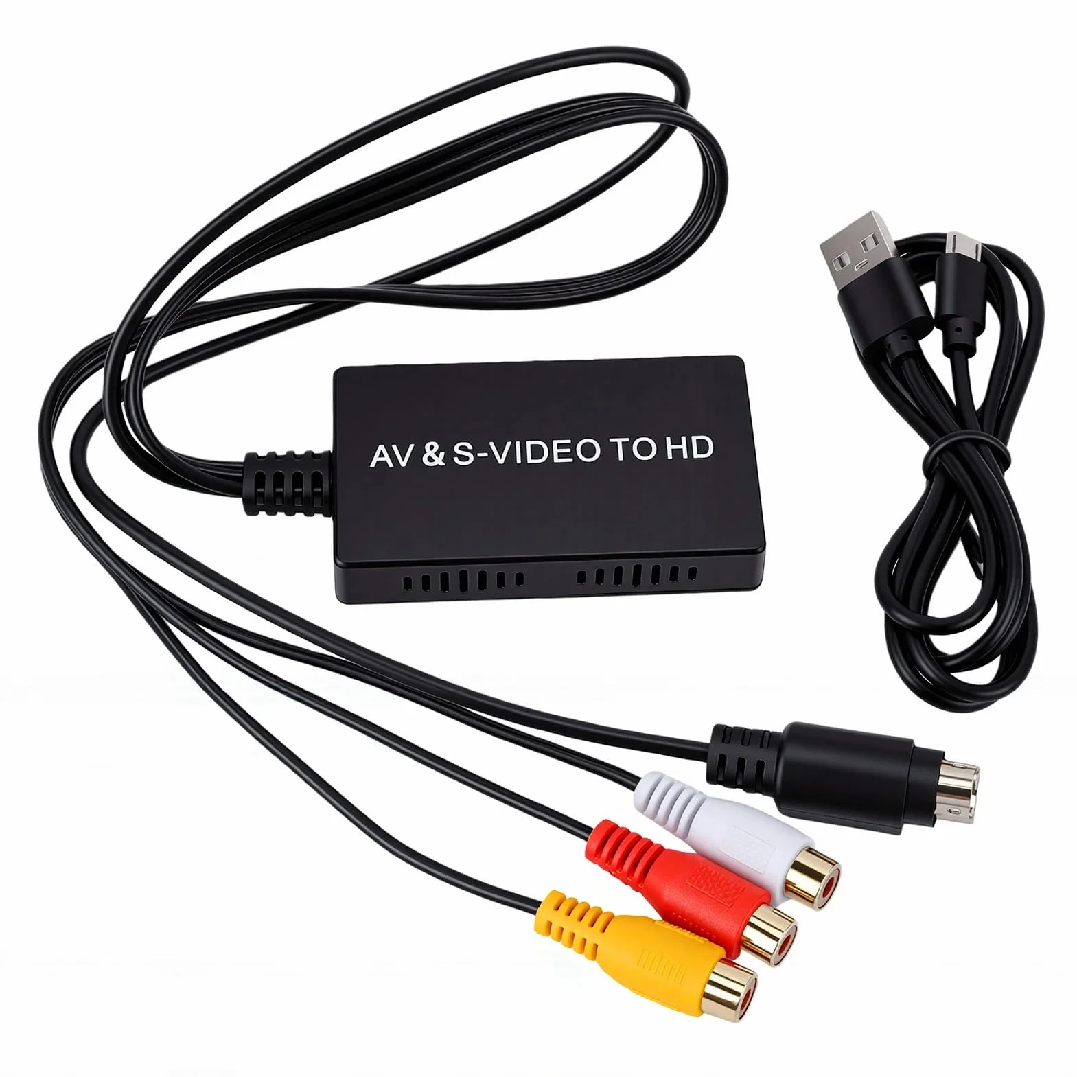 Sxhlseller Konwerter S Video AV na HD 1080P 60 Hz Wyjście AV na Adapter HDMI z funkcją Plug Play Zasilanie USB do Monitora HDTV Stara Konsola do Gier Odtwarzacz DVD