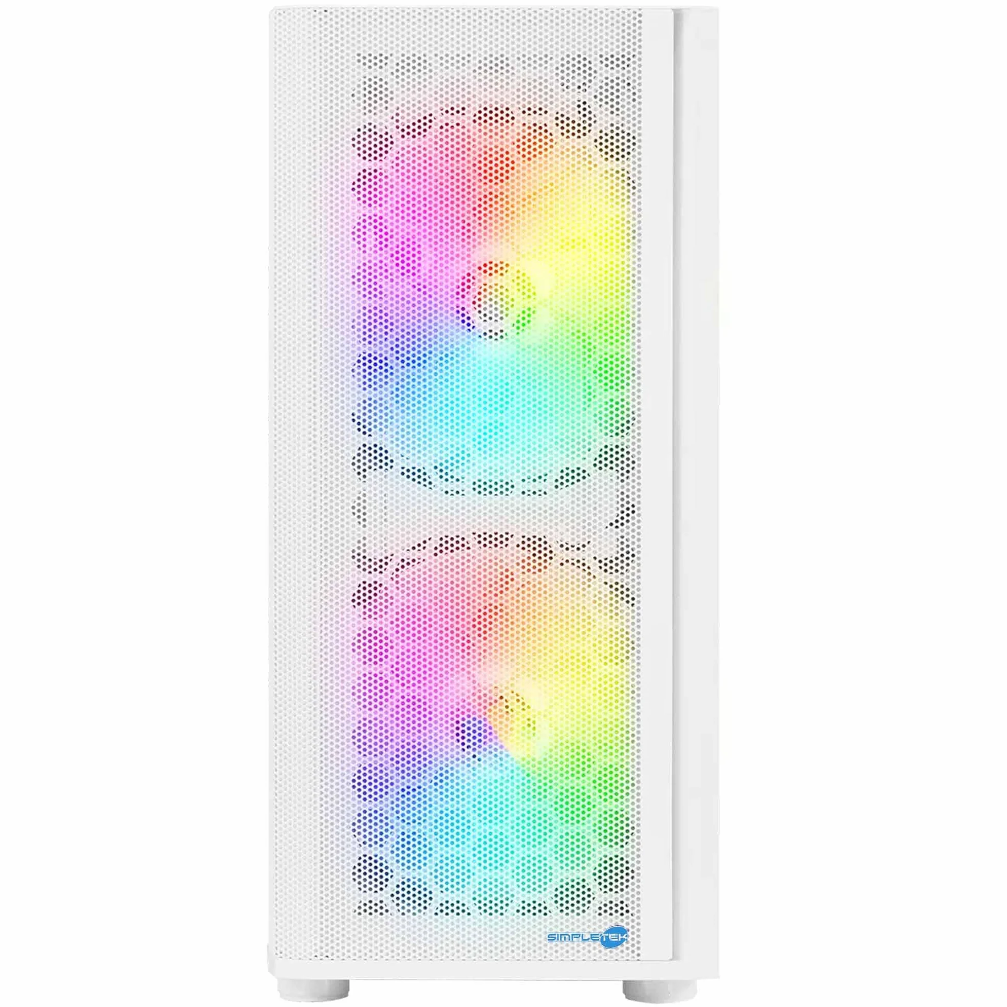 SIMPLETEK - Obudowa RGB biała - kompatybilna z Noua Orizon M111 | E-ATX m-ATX mini-ITX ATX - 2x 3,5" - 1x 2,5" | bez zasilacza