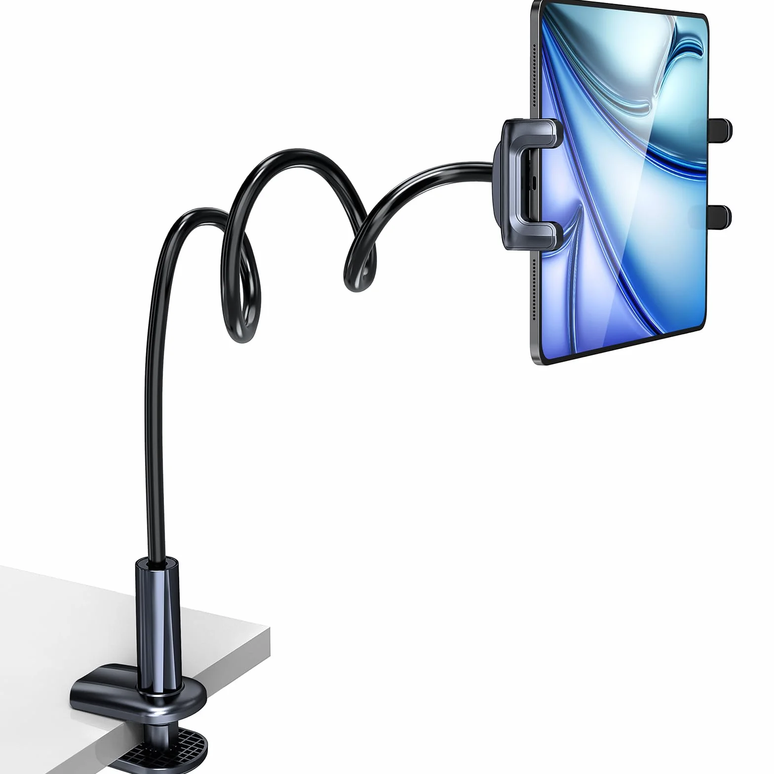 Uchwyt na tablet do łóżka, stołu, regulowany, długi uchwyt na ramię, tablet, kompatybilny z telefonami komórkowymi, iPhone'ami, iPadami, Galaxy Tab, Kindle Fire/lub innymi urządzeniami o
