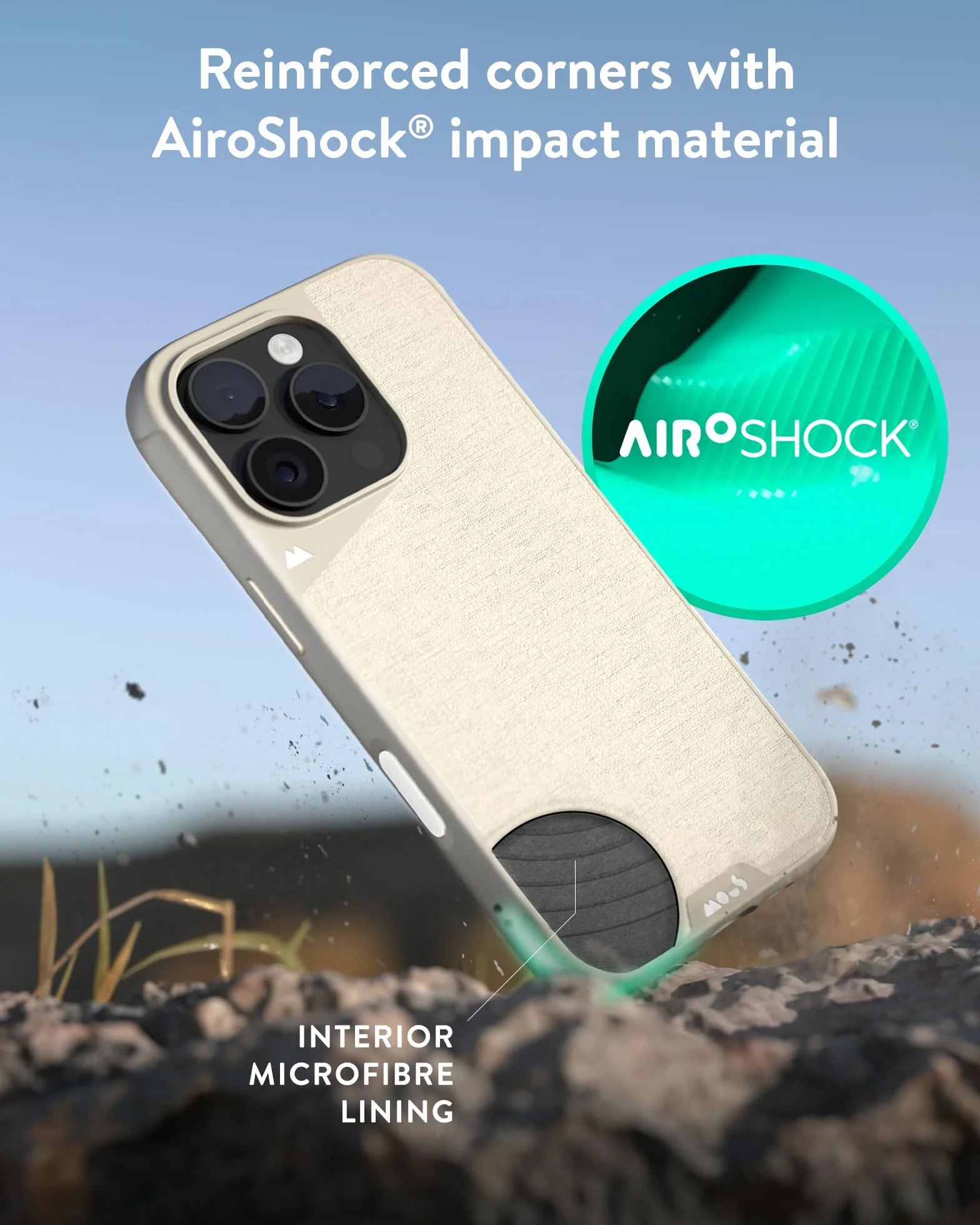 Mous Etui MagSafe do iPhone'a 16 Pro Max, kompatybilne ze sterowaniem kamerą, nieograniczony piasek