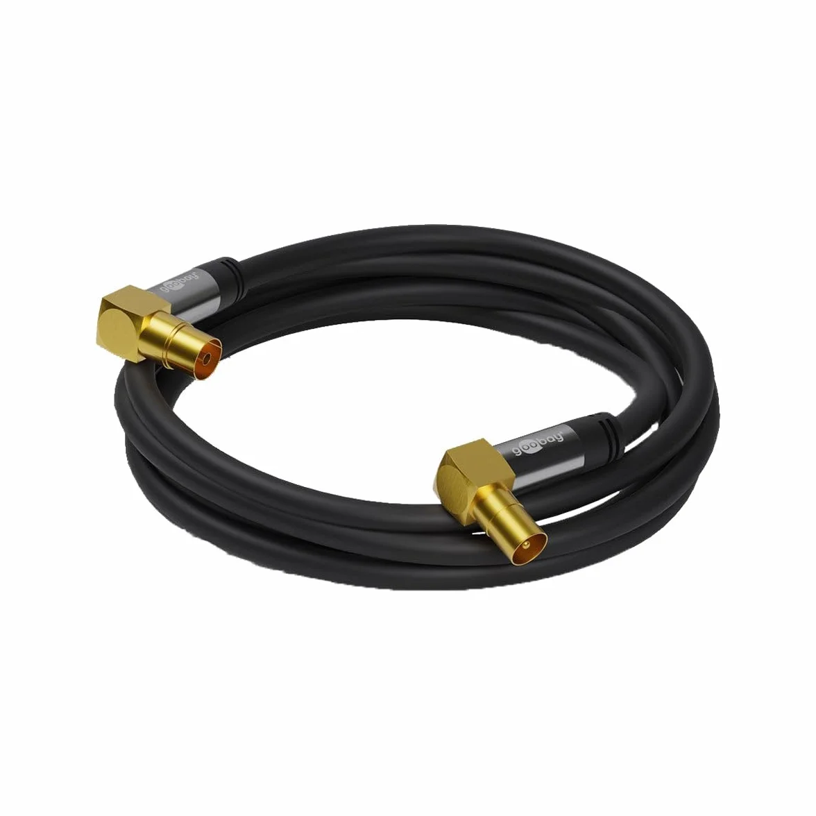 Goobay Kabel antenowy TV kątowy 135 dB 4-krotnie ekranowany pozłacany 2,0 m