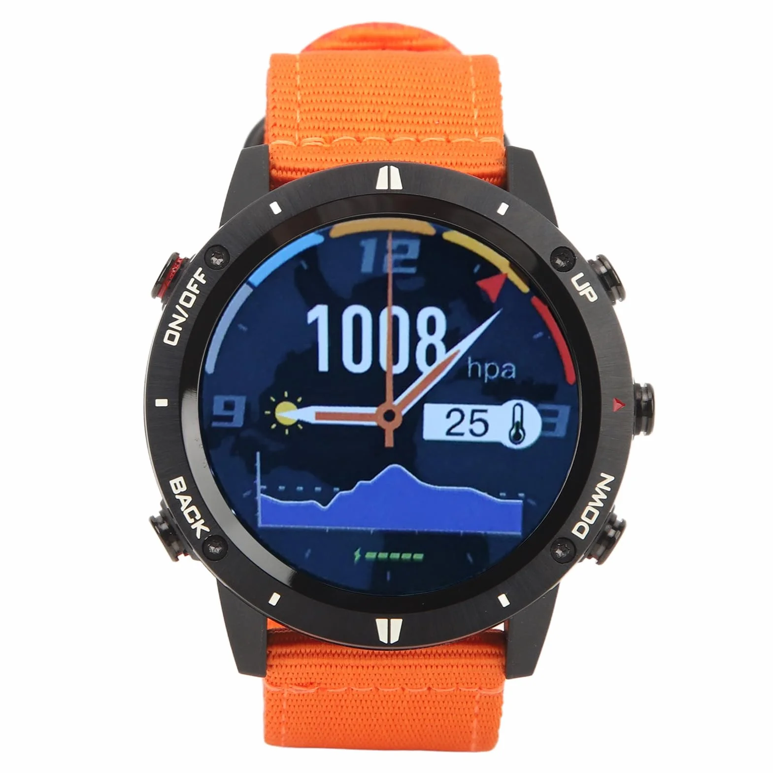 Zegarek Sportowy Metalowe ładowanie USB Monitorowanie Snu Smartwatch 50M Wodoodporna Nawigacja z Trackerem do Biegania (Pomarańczowy)