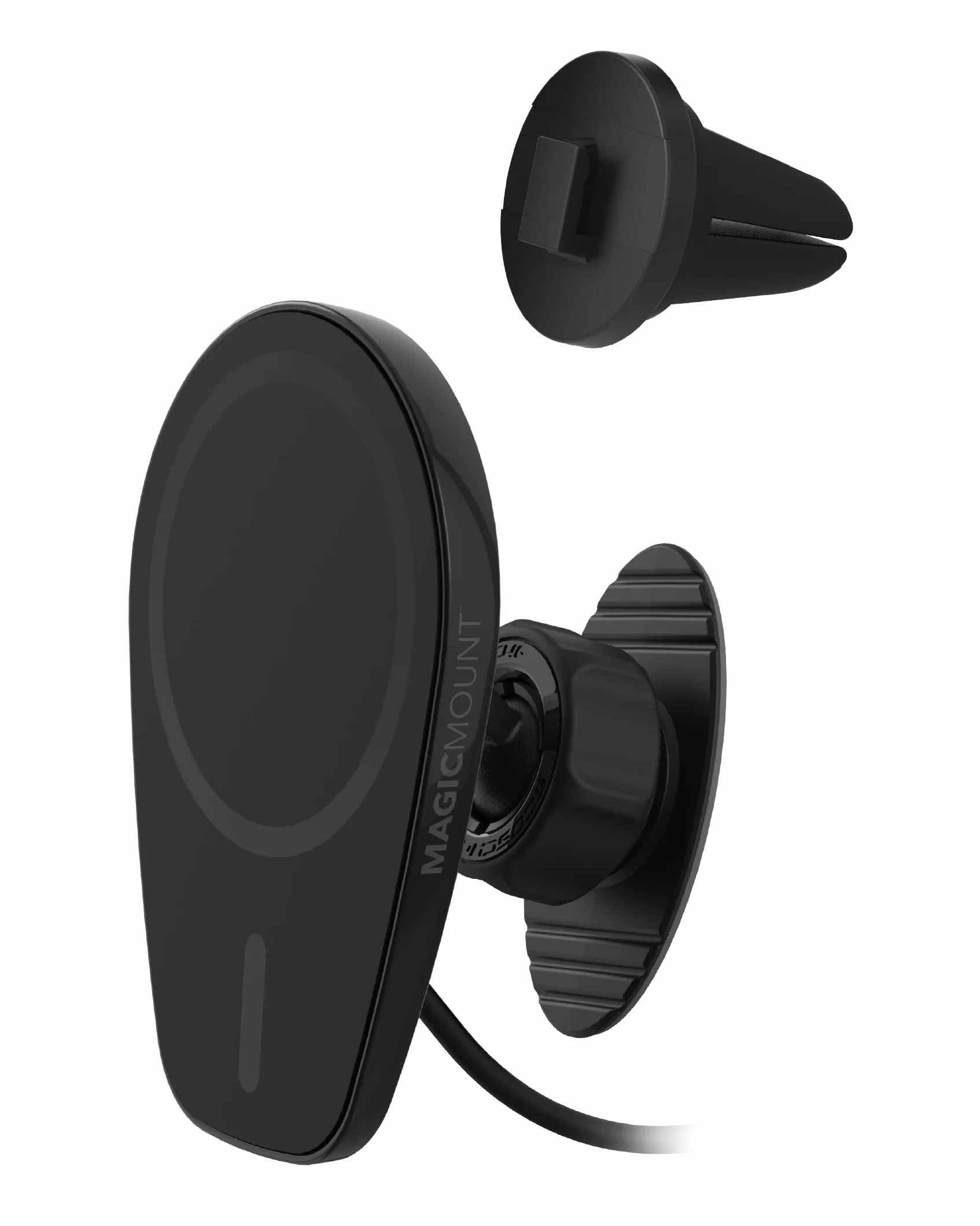 Scosche MPQ6DV-SP Magnetyczny uchwyt na telefon do deski rozdzielczej samochodowej/wentylacji, bezprzewodowa szybka ładowarka samochodowa 15 W, uchwyt na telefon komórkowy bez użycia rąk, kompatybilny