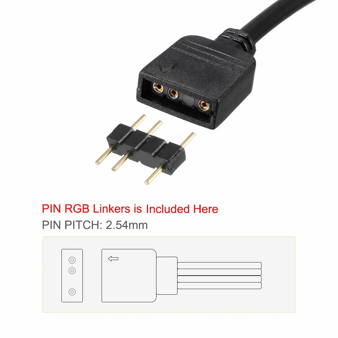 sourcing map 2 szt. RGB bocznik kabel gniazdo do gniazda 3-pinowe przedłużenie przyłącze 50 cm długości