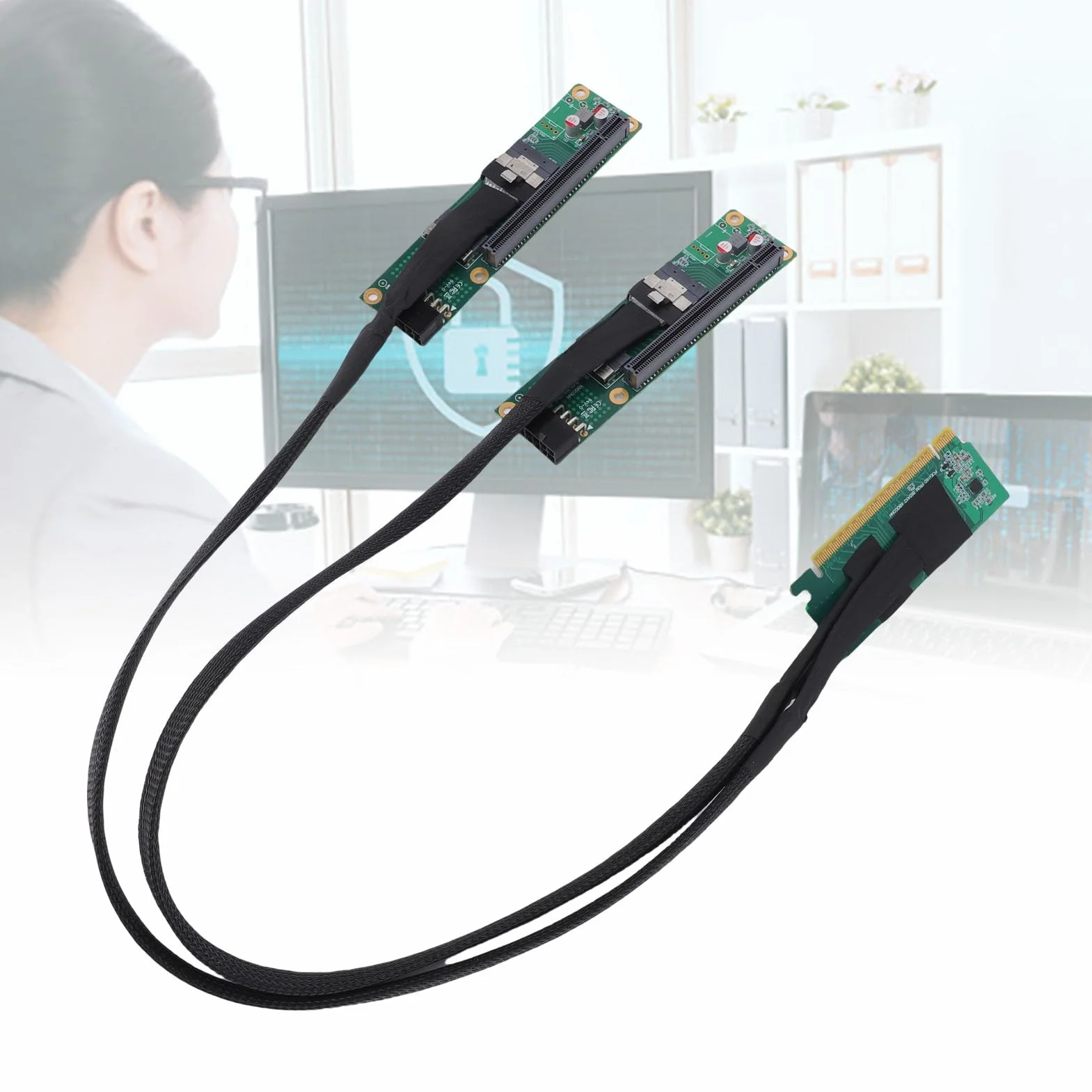 Alomejor Wysokowydajny Dzielony Przedłużacz PCIe 4.0 X16 do SFF-8654 do Wszechstronnych Płyt Głównych Komputerów 1 Sztuka