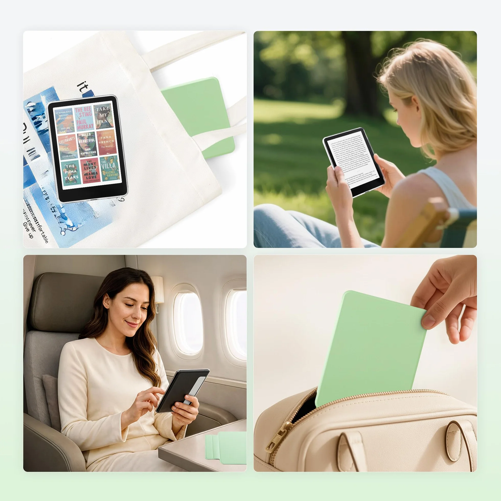 SESENSE Odłączane magnetyczne etui do Kindle 6'' 2024 i 2022 (11 generacji), smukłe etui z PU Shell Cover z automatycznym budzeniem/uśpieniem, zielony matcha