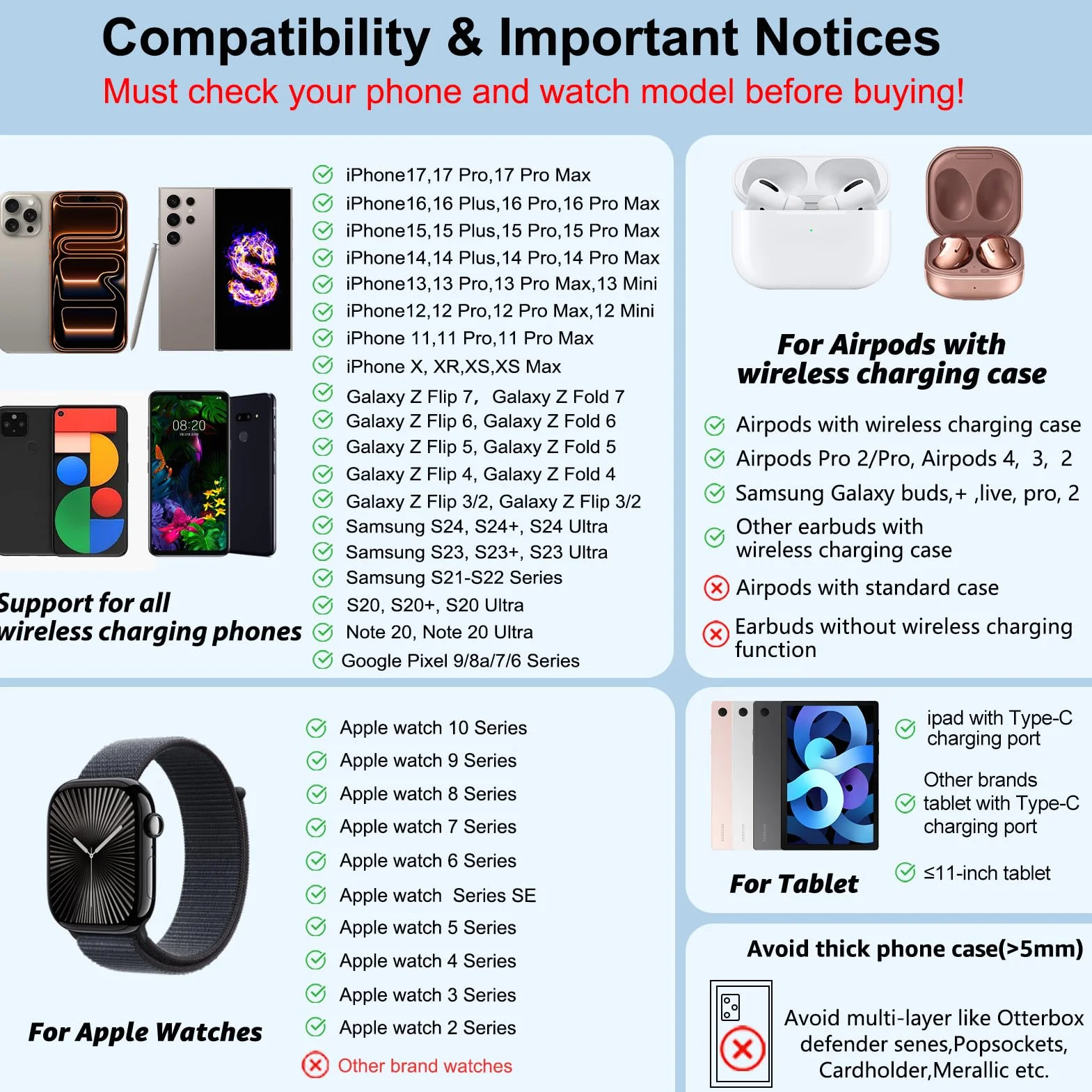Bezprzewodowa ładowarka do Apple, bezprzewodowa ładowarka 4 w 1 do stacji ładującej Apple do iPhone'a 16/17/15/14/13/12/11, stacja ładująca do iWatch 10/9/8/7/6/5/SE/4/3, AirPods 4/3/2/Pro, ładowanie