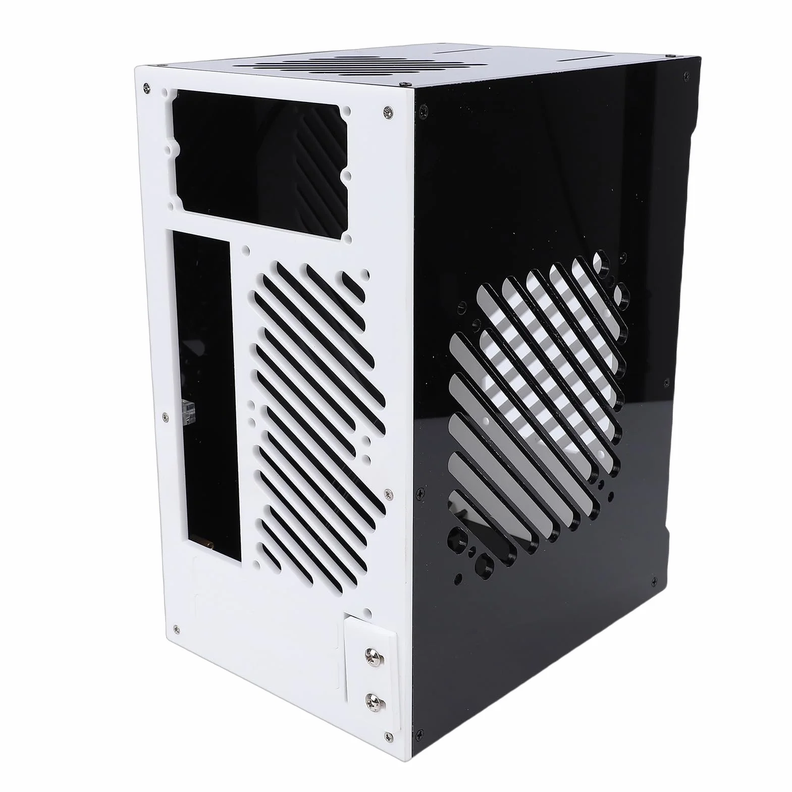 Mała Obudowa Komputera PC, Obudowa Komputera Mini ITX, z wentylacją 360 Stopni z Przezroczystym Panelem Akrylowym i obsługą Zasilacza SFX, Idealna do Domowej Rozrywki i Konfiguracji Gier