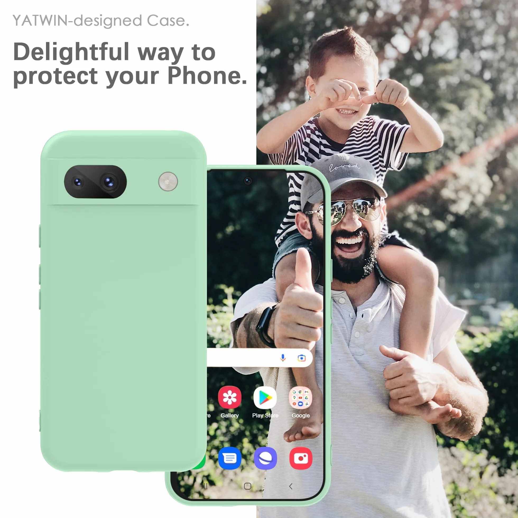YATWIN Etui do Google Pixel 8A, Miękkie Silikonowe Pokrowce, Ultracienki Design, Ochrona 360°, Jasny Cyjan