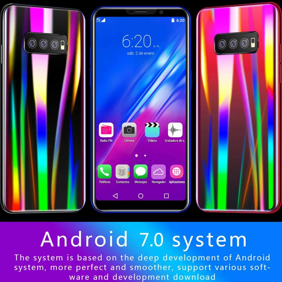 Smartfon, telefon komórkowy 5,5" Android Os 7.0 system odblokowywanie odcisków palców rozpoznawanie twarzy 1G + 16G rozdzielczość 1080X720 S11 Gradient red