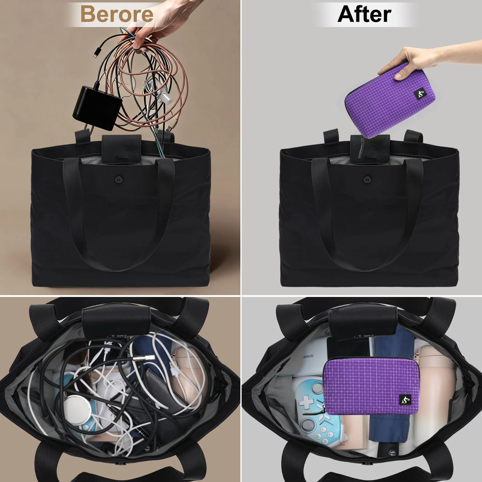 SIMTOP Torba na kable, mała, wodoodporna torba na kable, organizer do podróży, torba na elektronikę, organizer na ładowarki USB, myszy, ładowarki do telefonu, akcesoria do telefonu, powerbank
