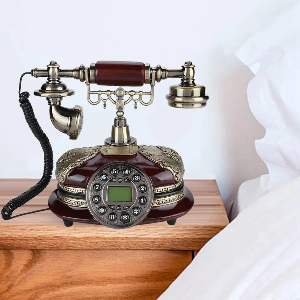 Telefon biurowy w stylu vintage, antyczny telefon ze stałą funkcją rejestracji podatkowej i identyfikatorem dzwoniącego