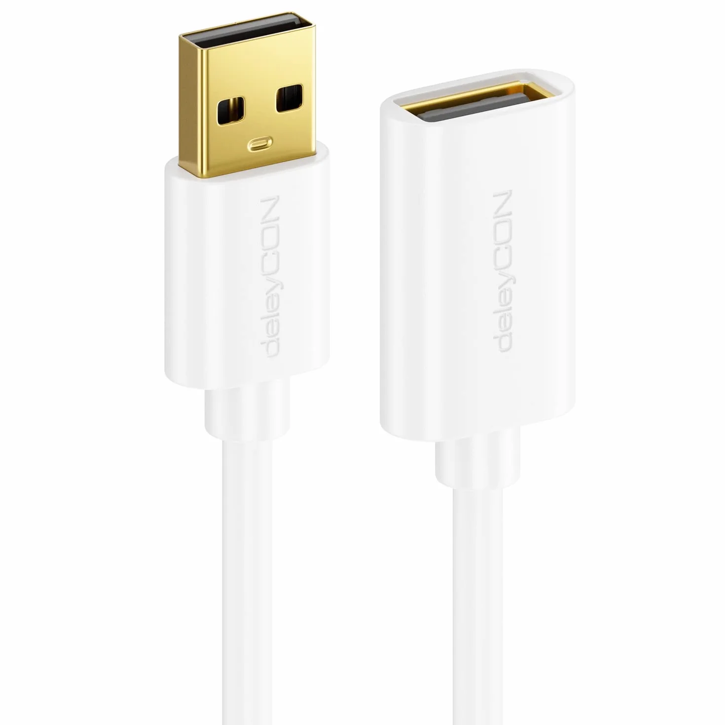 deleyCON 5m USB 2.0 High Speed Kabel Przedłużający USB Wtyk A na Gniazdo A - Biały