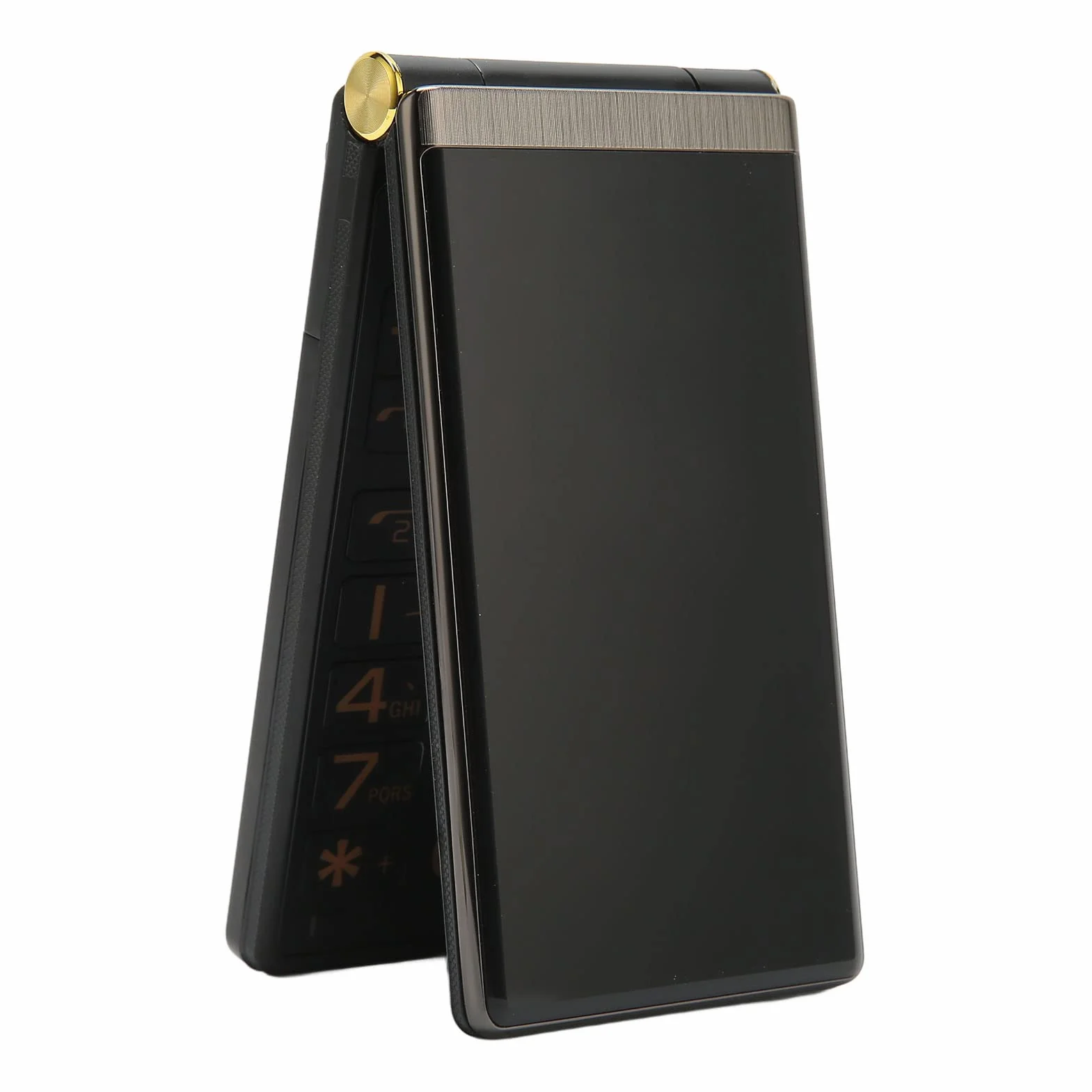 Telefon z klapką dla Seniorów, Odblokowany Telefon Komórkowy 2G Dual SIM, 3-calowy Podwójny Ekran, Bateria 5900 MAh, głośność Dużego Przycisku, Obsługa Odtwarzacza Muzycznego (Zmatowiały kolor)