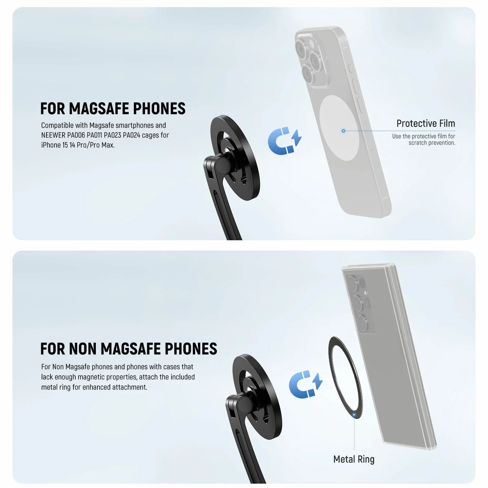 Neewer Magnetyczny uchwyt na szyję do akcji, bez użycia rąk, z paskiem na klatkę piersiową, kompatybilny z GoPro DJI Insta360, uchwyt na szyję do nagrywania wideo POV Vlog, GP26