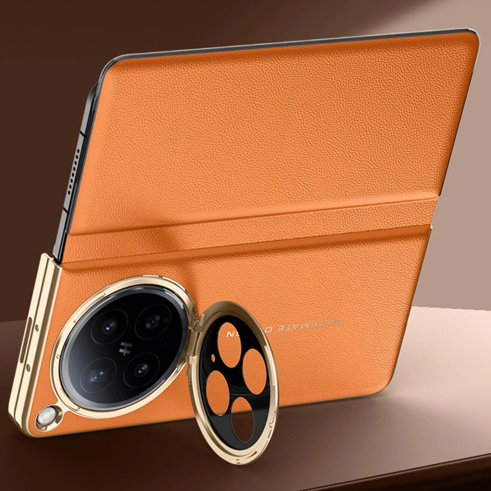 Skórzane etui z klapką do OPPO Find N6, ochrona obiektywu z klapką obudowa pozłacana krawędź antywstrząsowa luksusowa obudowa, czarna, N6