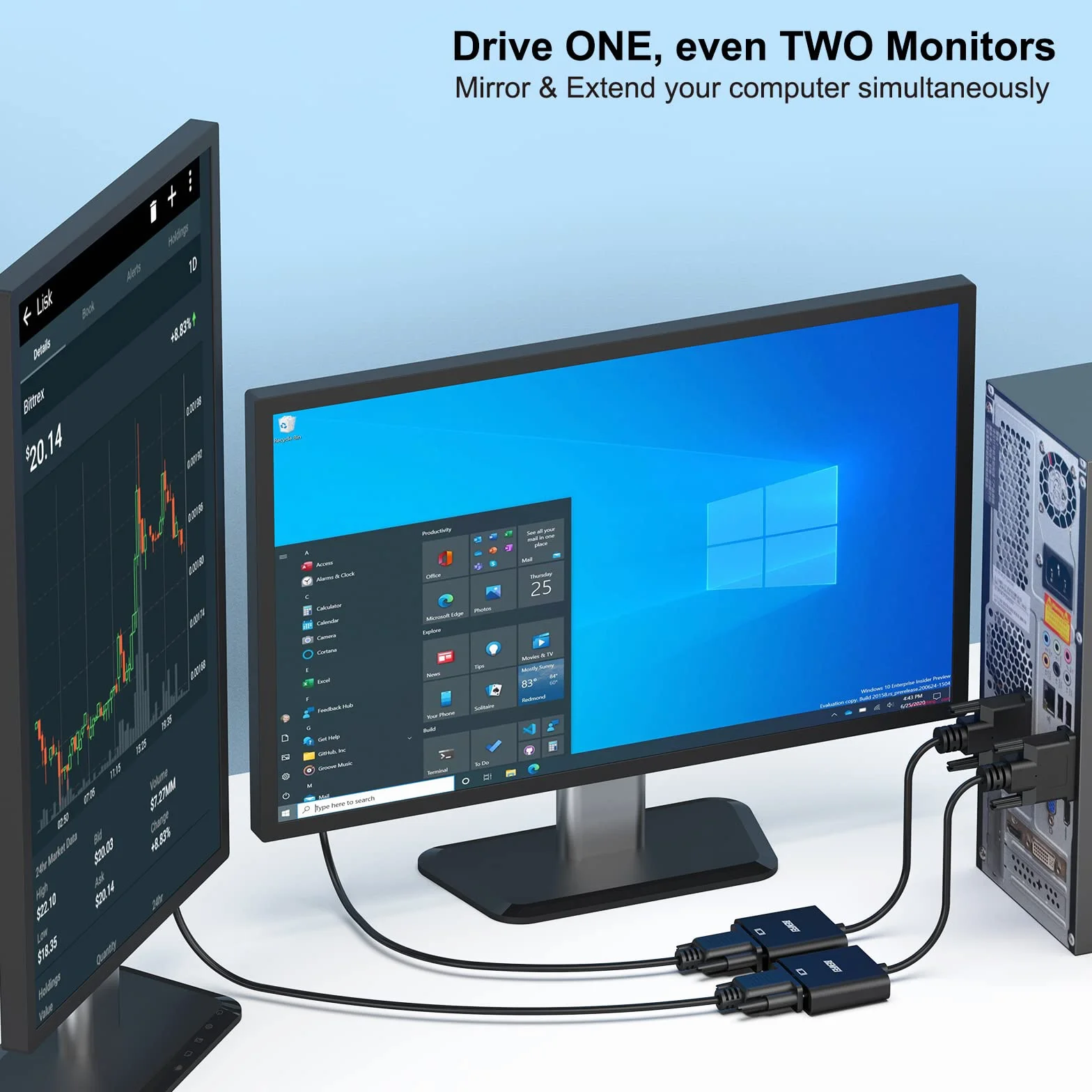 BENFEI Aktywny adapter DVI-D na VGA, adapter DVI-D 24+1 na VGA męski na żeński