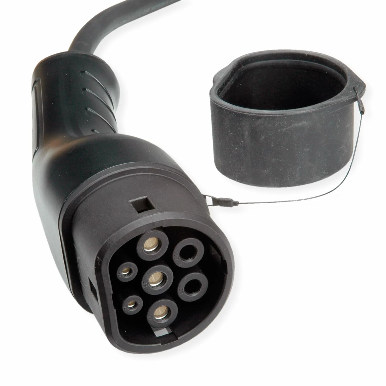ROLINE Kabel do ładowania e-samochodu typu 2, 3-fazowy, 480 V AC (3P+N+E), 32 A, 22 kW, kabel spiralny, 5 m