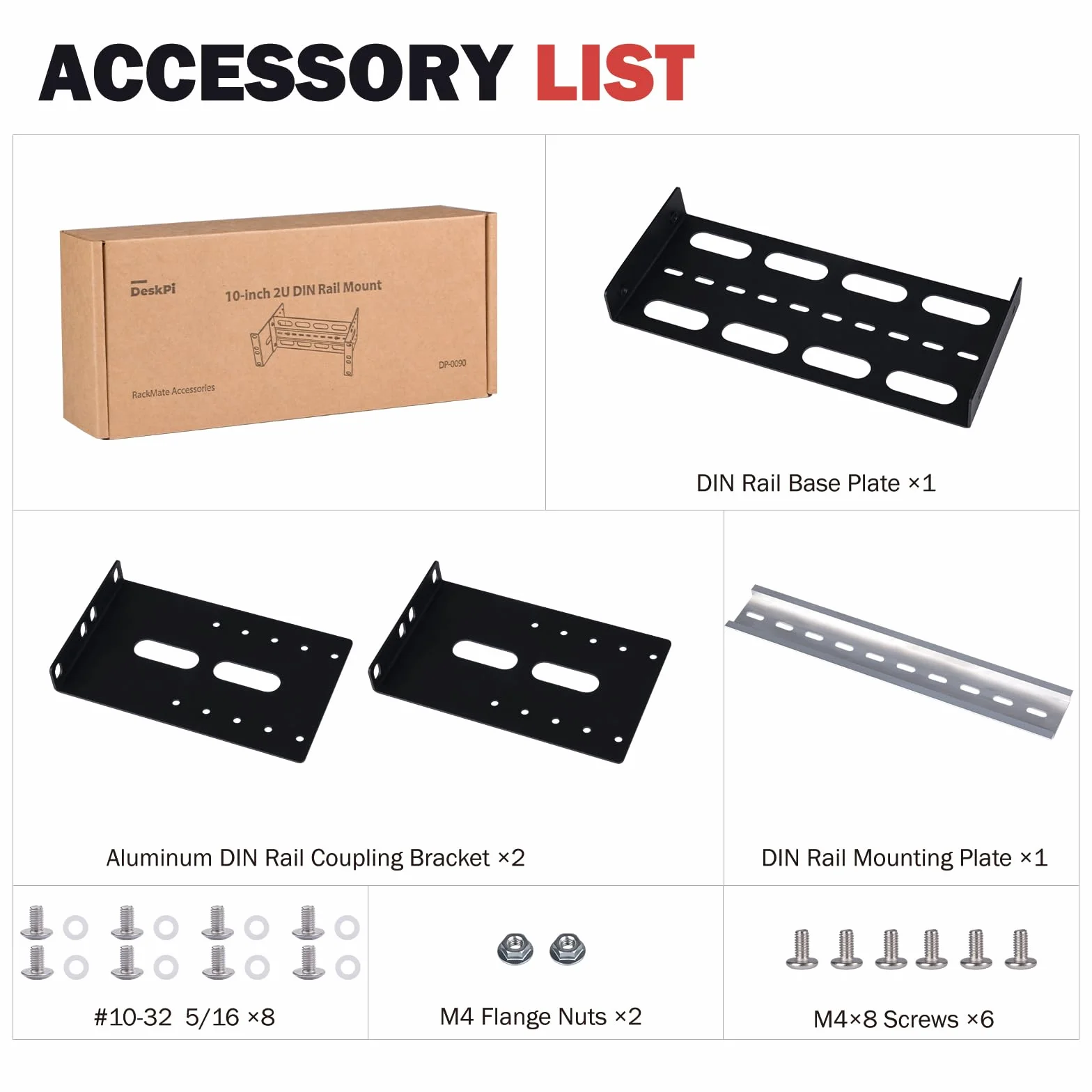 GeeekPi Uchwyt montażowy na szynie DIN 25,4 cm, regulowana głębokość, do DeskPi RackMate T1/T0/T2/T0 Plus/T1 Plus, kompatybilny z przemysłowymi urządzeniami sieciowymi 35 mm i szafą 10"