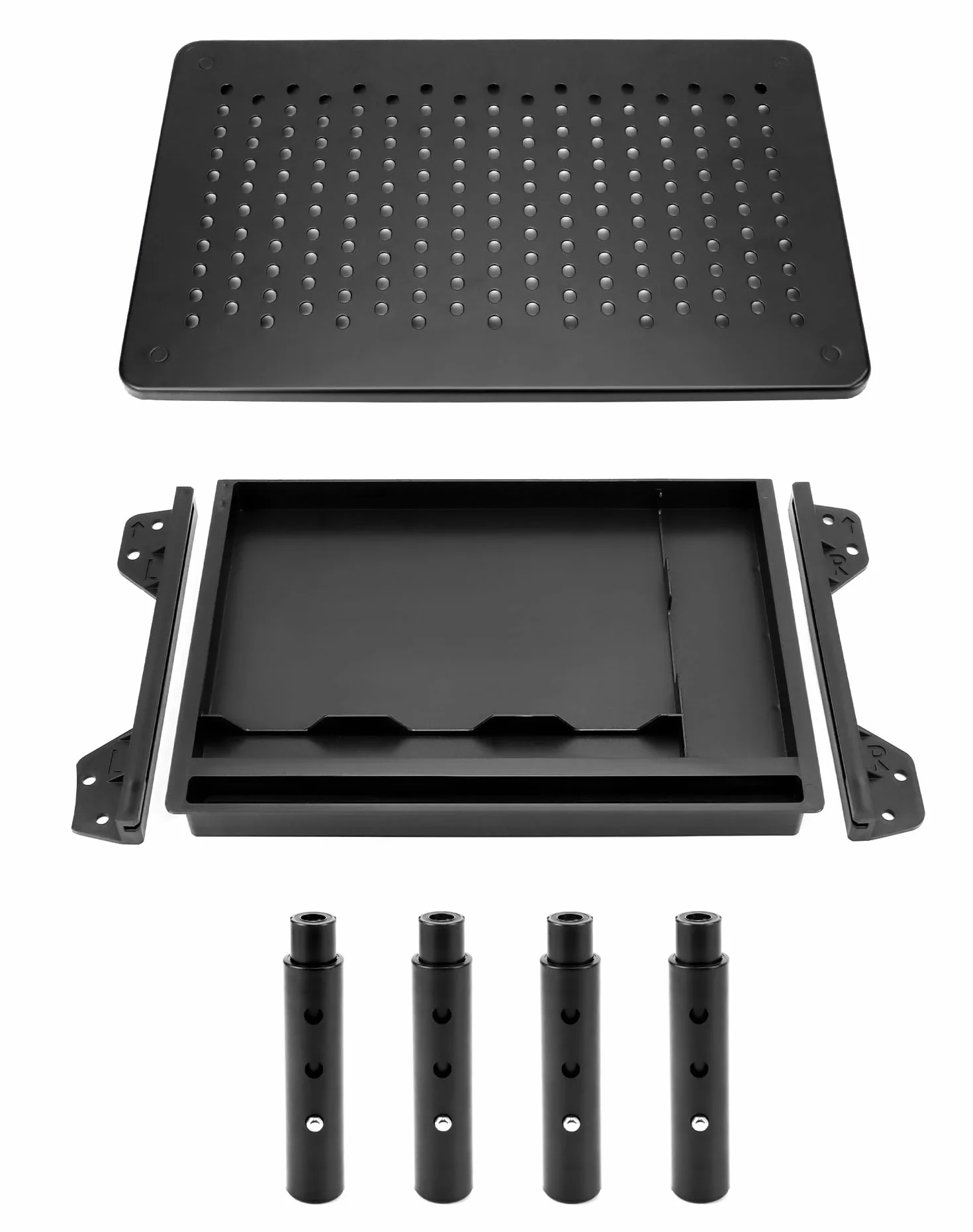 QWORK® Stojak pod monitor z szufladą, 3 poziomy regulacji, nośność 20 kg, do monitora komputera PC, laptopa, projektora, 37x23cm