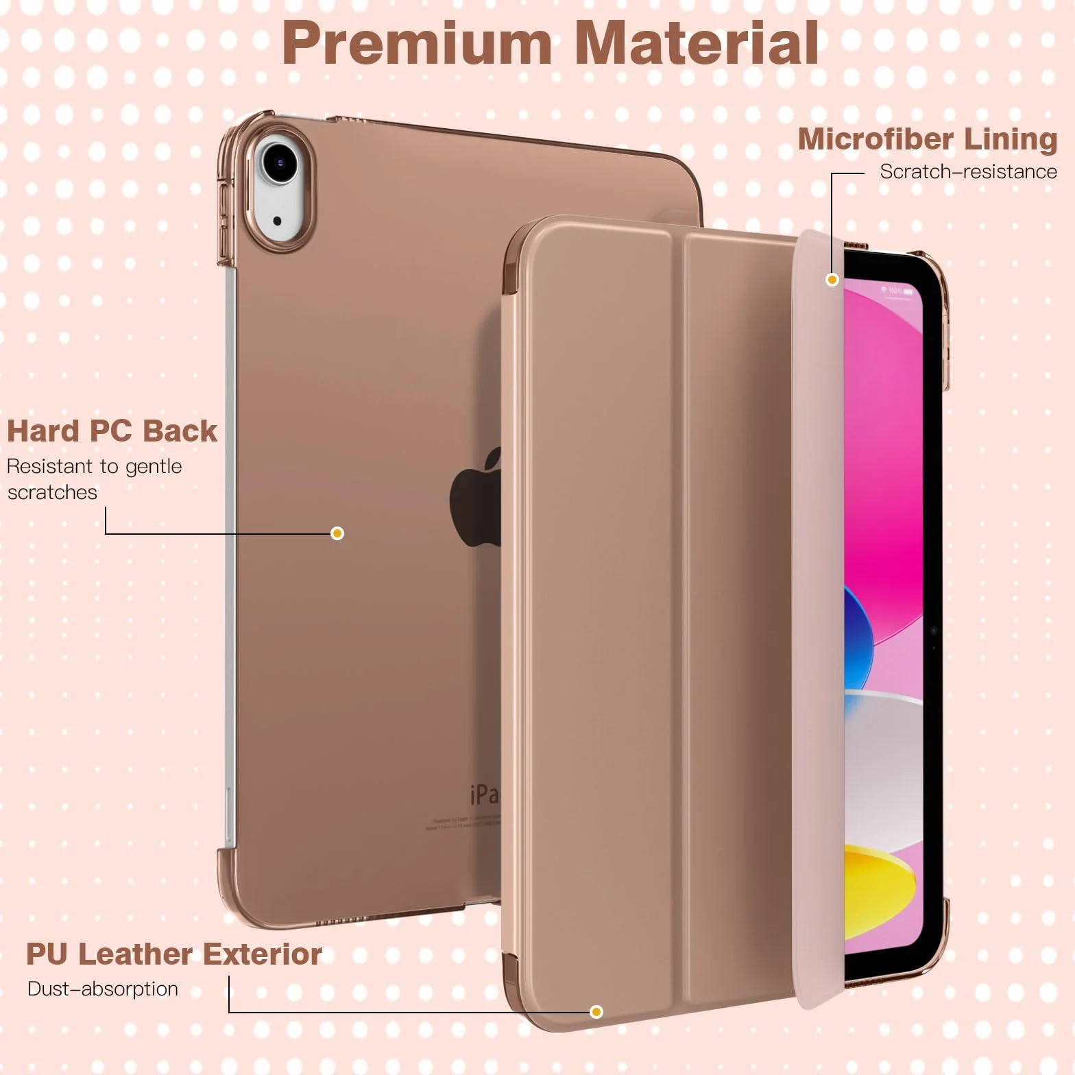 TiMOVO Etui na iPada 11″/10,9″, smukła obudowa z twardym, półprzezroczystym tyłem, obsługa Touch ID, automatyczne budzenie/uśpienie, kawa z mlekiem (Milky Coffee)