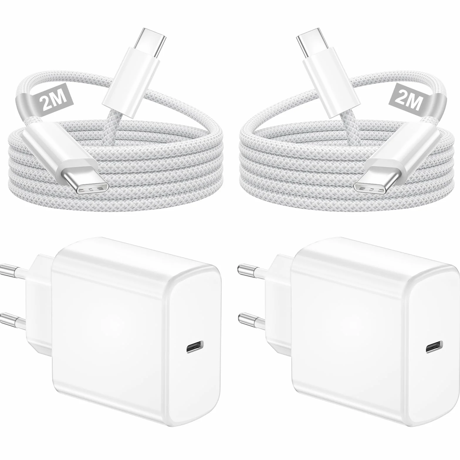 Ładowarka USB C 45W do Samsung Galaxy S26 Ultra/S26/S25/S24/S23/A56/A55/Z Fold, 2 Sztuk Szybka Ładowarka USBC Zasilacz Adapter Ładujący Wtyczka USBC Typu C ładowarka z Kablem USB C 2M do iPhone'a