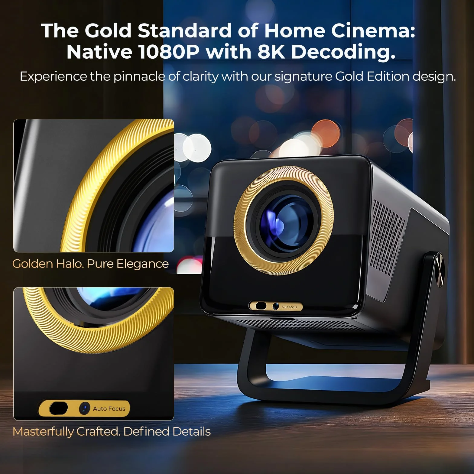 2000 ANSI Native 1080P Smart Projector, 4K Supported, Android 14 Projector Mini Projector with WiFi & Bluetooth, Auto Focus, Keystone, projektor domowy kino 4K do sypialni i na zewnątrz X7