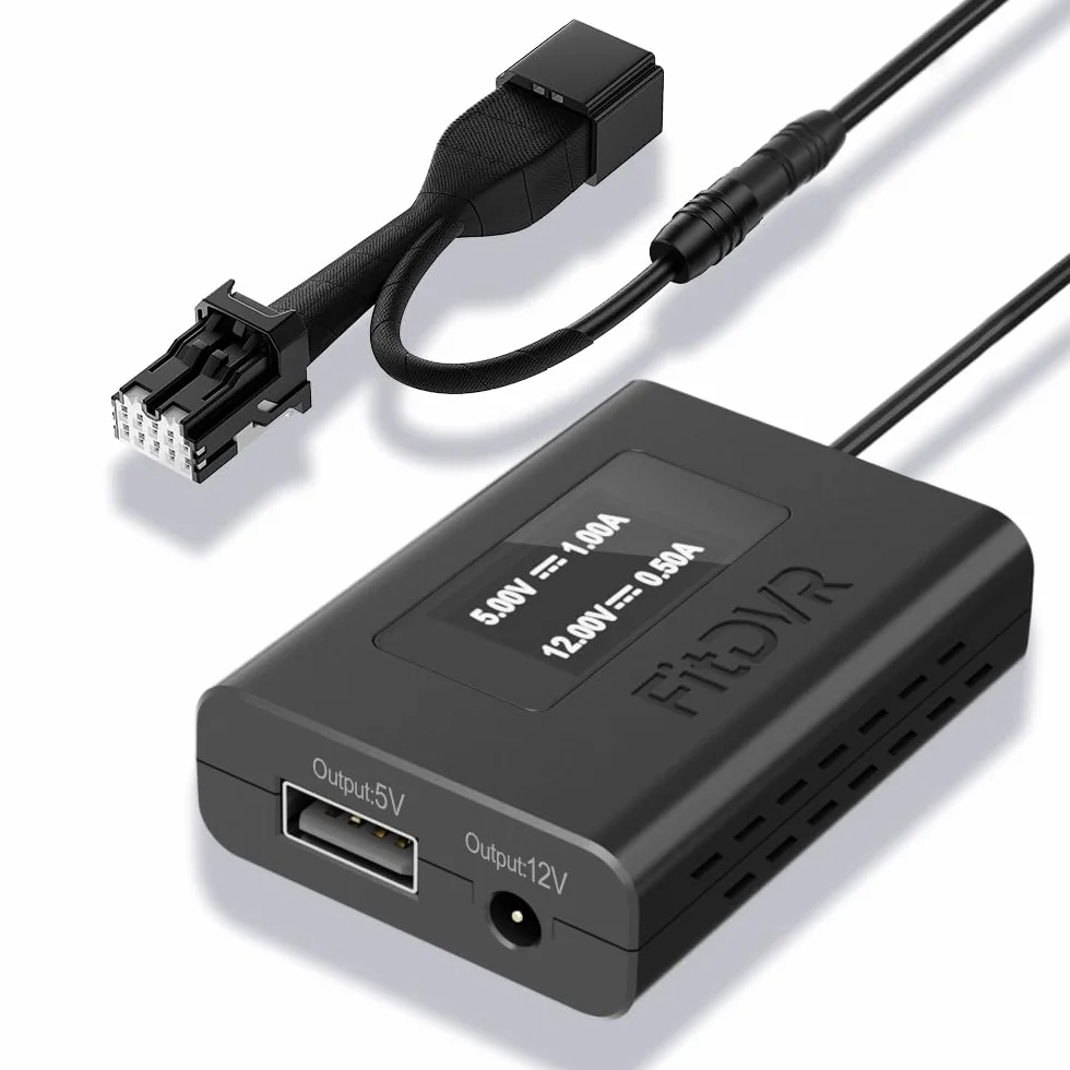 Dashcam Adapter zasilający (10-Pin) Nadaje się do Nissan Subaru Mazda Infiniti, wyświetlacz LED Zasilanie USB, Podłącz do automatycznie przyciemniającego lusterka tylnego, wyjście 5V 12V,D3-033