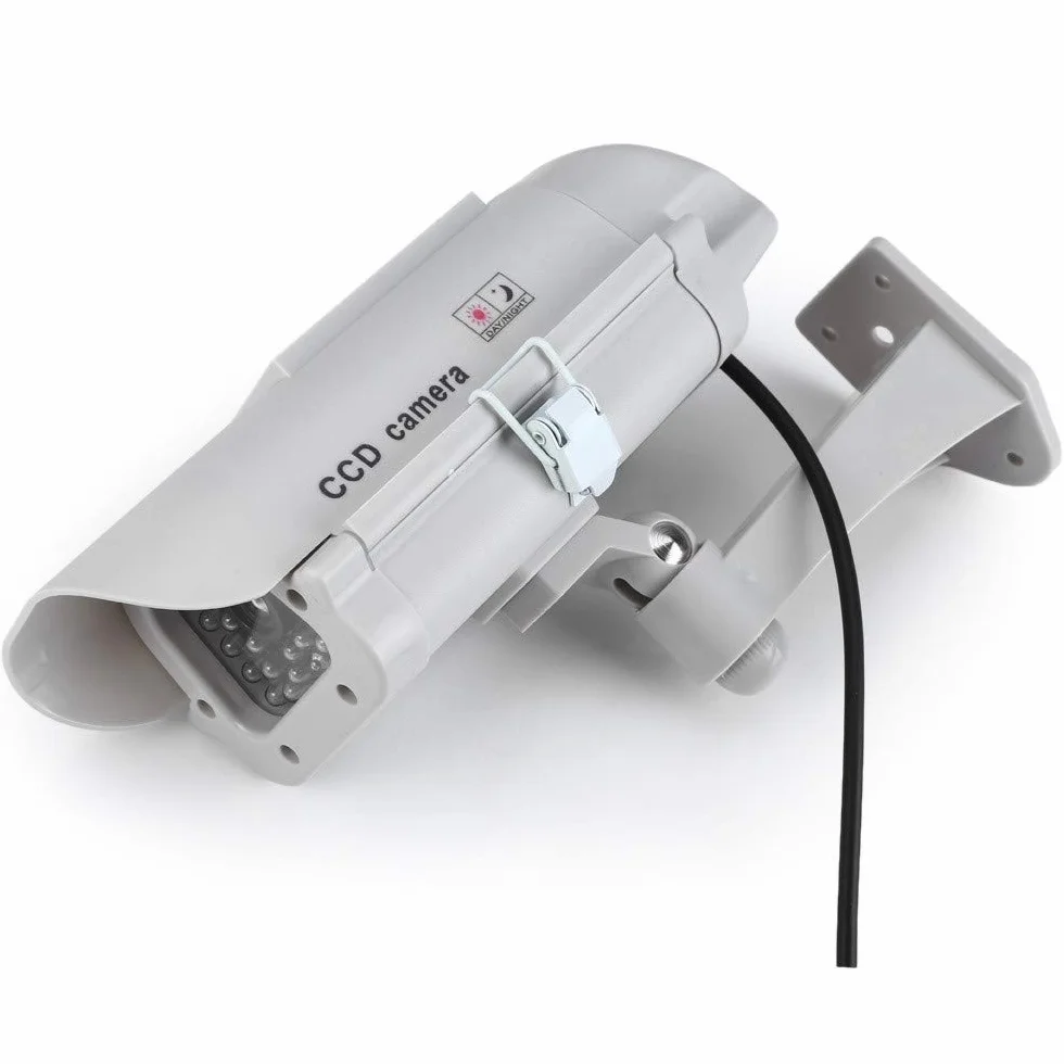 O&W Security Duża kamera do monitoringu z obiektywem i migającą diodą LED (IRlook), wodoszczelna, 360° uchwyt na ścianę/sufit, czujnik LED, do użytku wewnątrz i na zewnątrz, 2 x AA